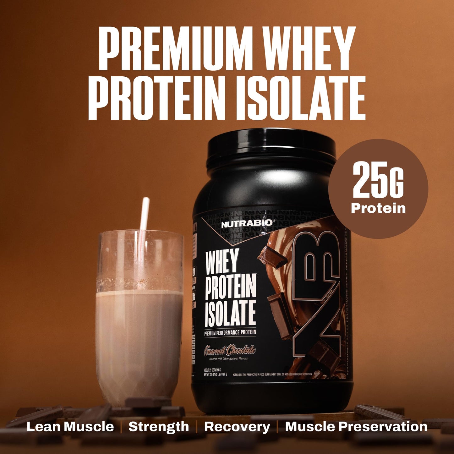 NutraBio 100% Whey Protein Isolate Protein Powder Alpine Vanilla, 32 Servings
