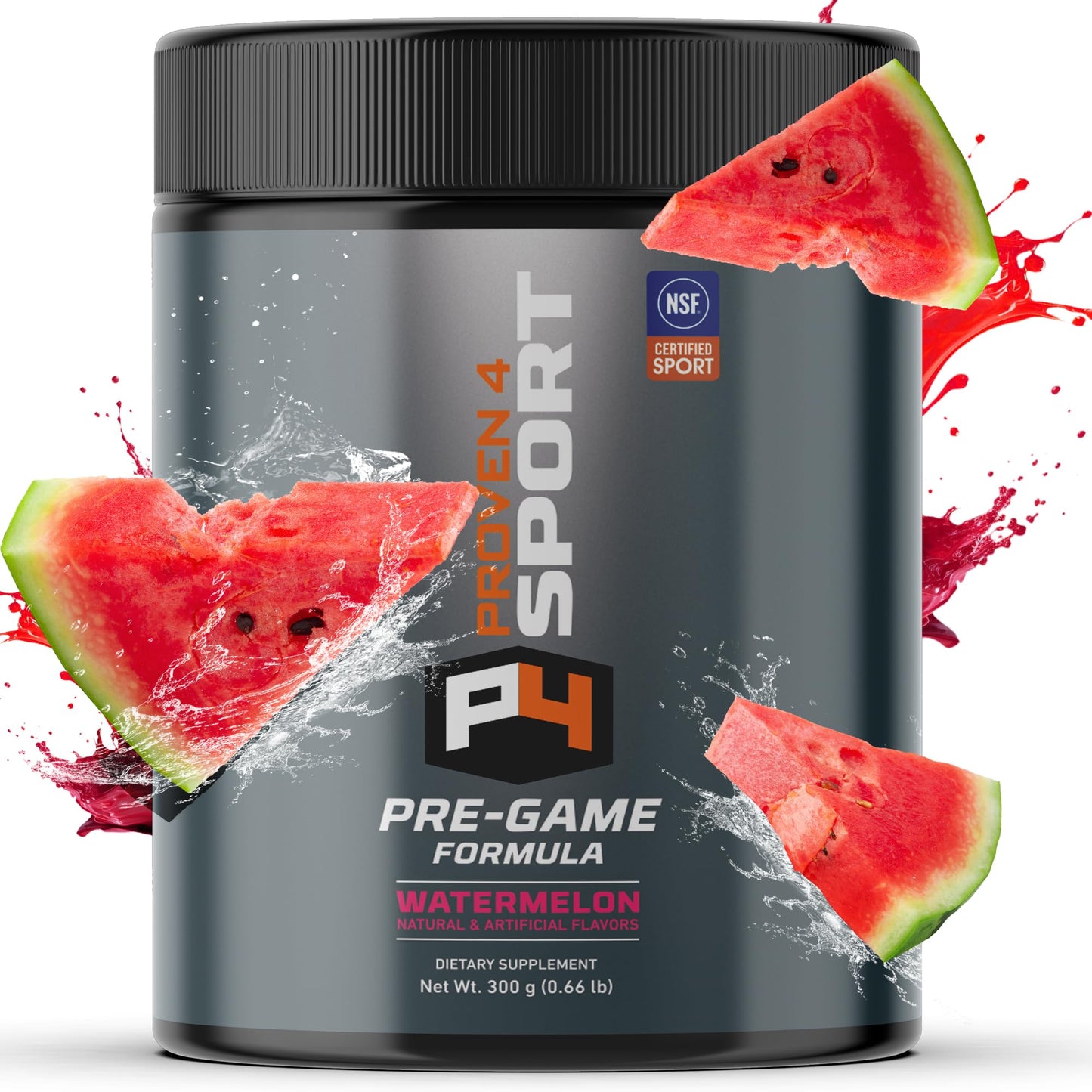 Proven4 Sport Pre Workout Powder with Creatine and Beta Alanine, Watermelon Flavor, 10.56 oz