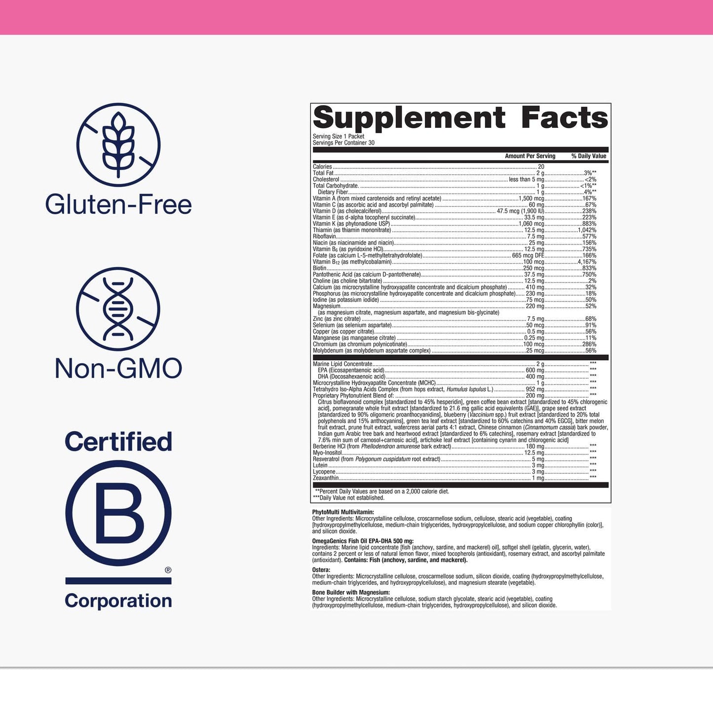 Metagenics Wellness Essentials Women's Prime - Daily Multivitamin & Omega-3 Packets for Menopause Support, Bone, Heart, Brain & Immune Health, Softgels & Tablets, 30 Count