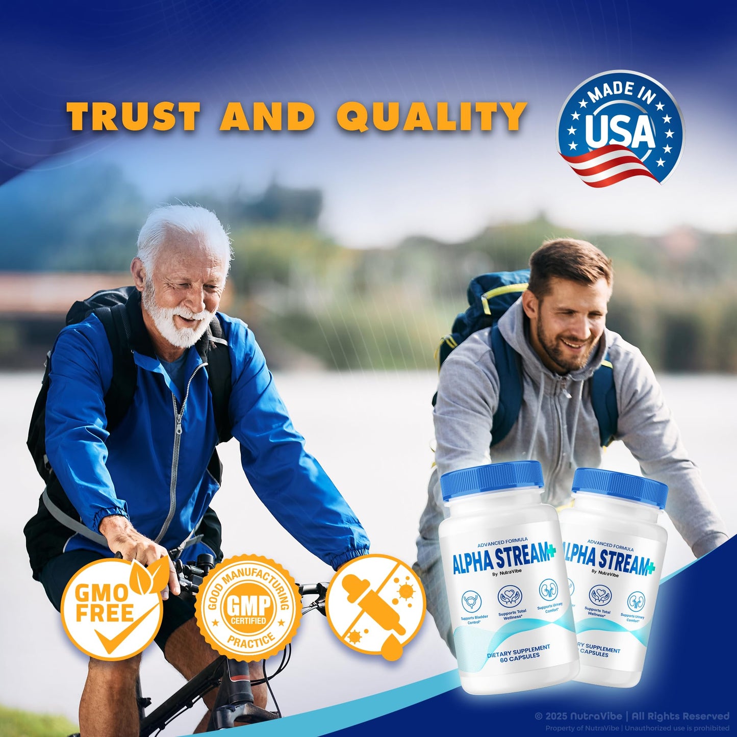 NutraVibe Natural AlphaStream Plus Prostate Support Formula, 180 Capsules