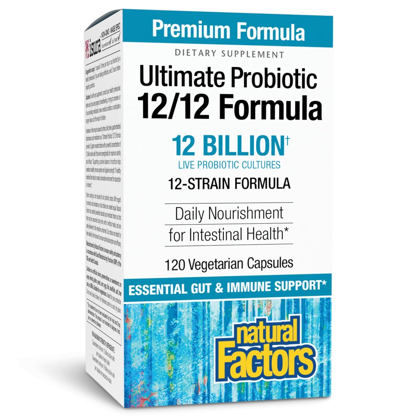 Natural Factors Ultimate Probiotic 12/12 Formula - Digestive Health Support Supplement with Probiotics - Immunity & Gut Health Support Supplement 120 Capsules