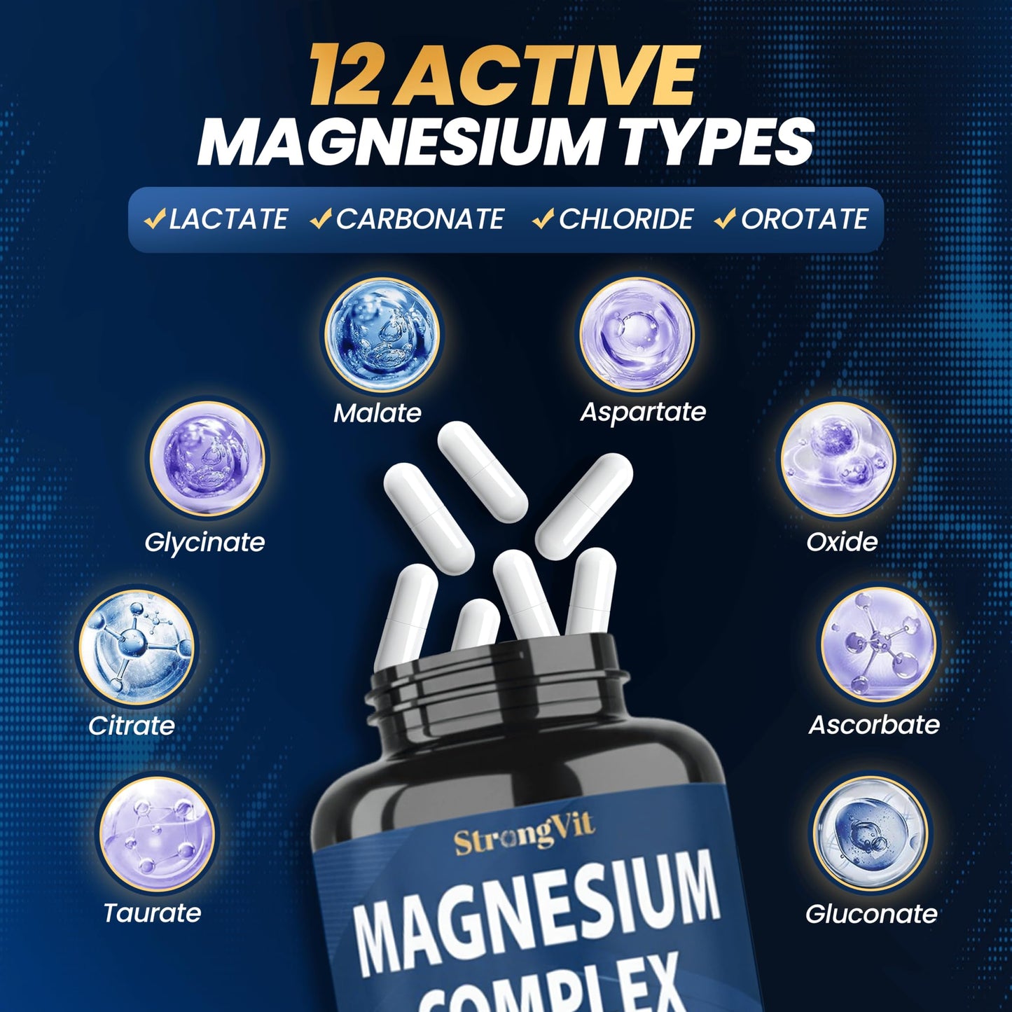 StrongVit 1000mg Magnesium Complex Capsule, 120 Count