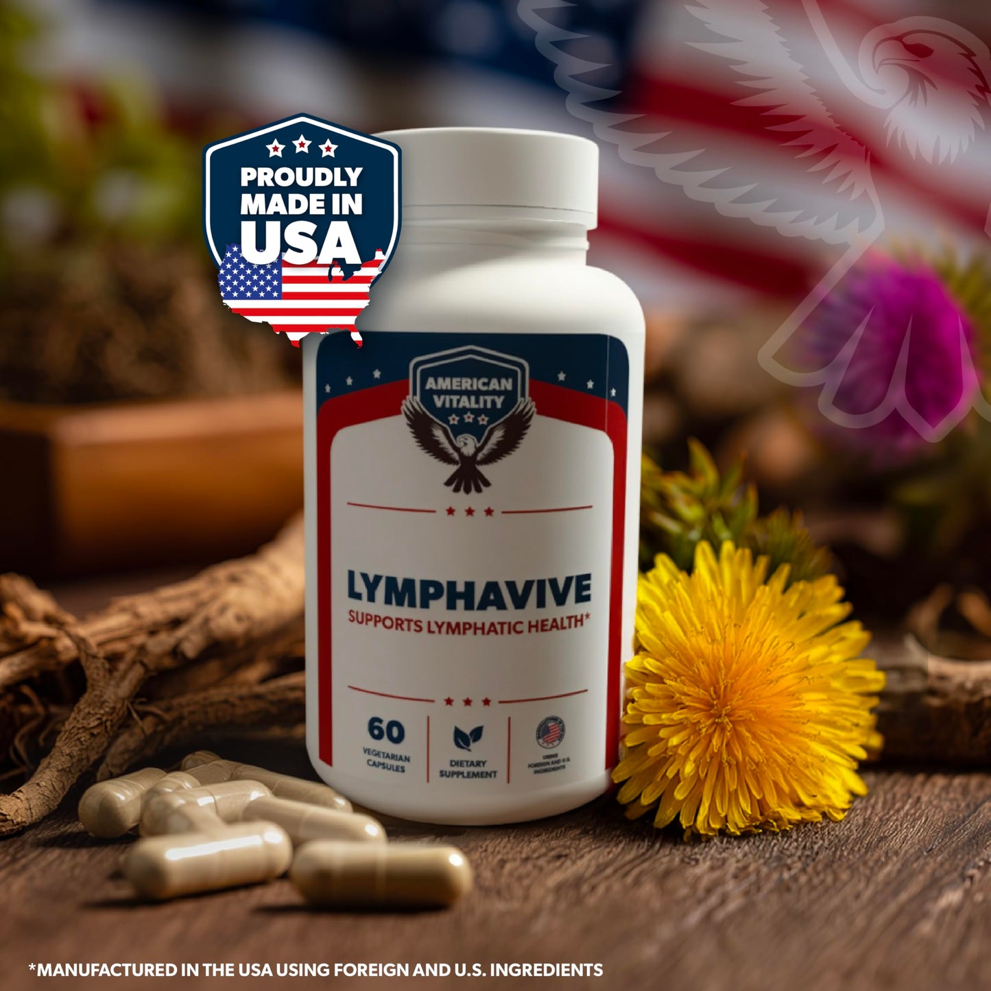 American Vitality LymphaVive Lymphatic Drainage Supplements Capsule 60 Count