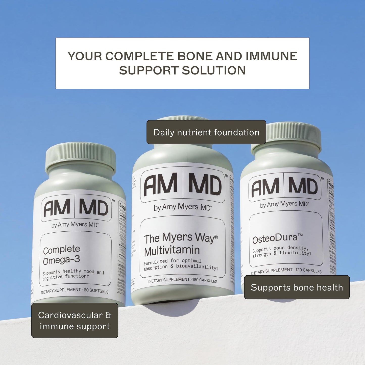 Amy Myers MD OsteoDura Bone Growth & Flexibility Support Calcium with Sea Minerals & Vitamin K2 Capsule, 120 Capsules