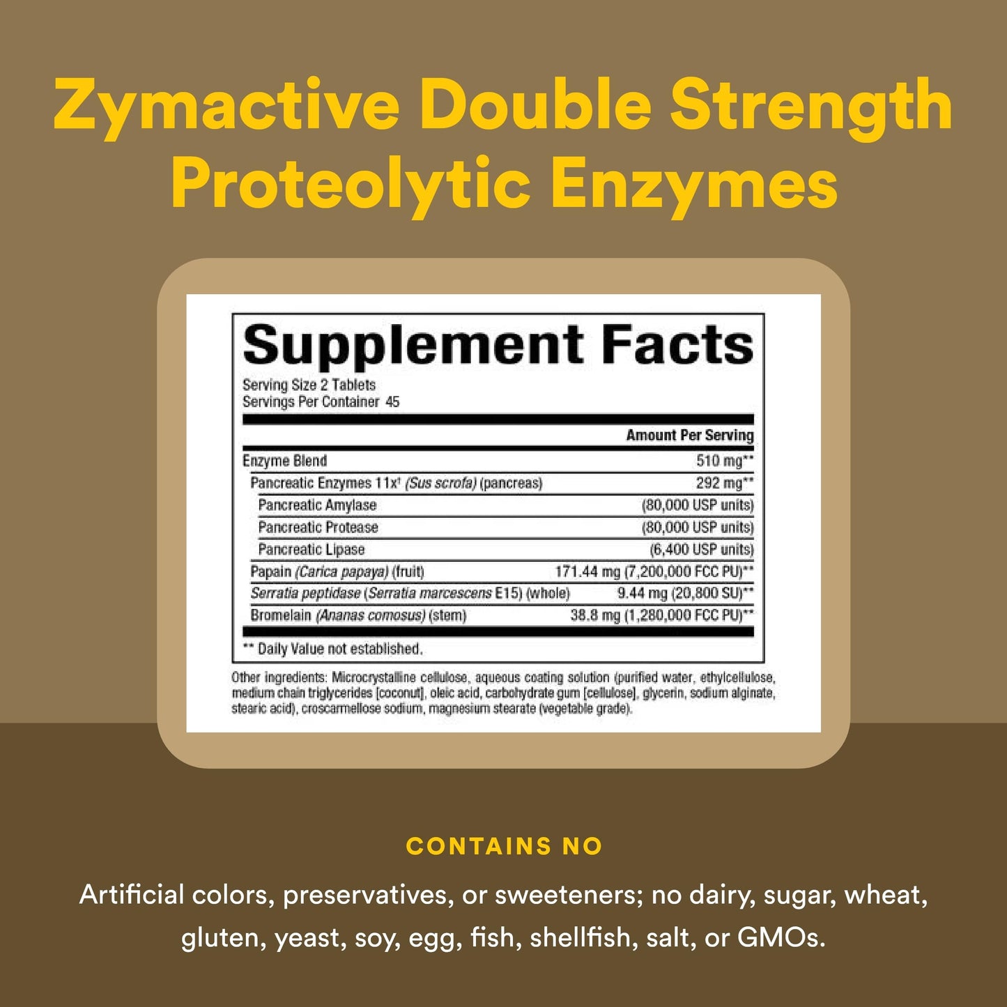 Natural Factors Zymactive Double Strength Enzyme Support for Healthy Inflammatory Response in the Joints and Muscles, 90 Tablets
