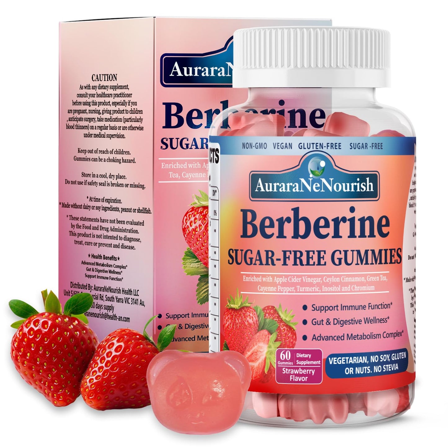 AuraraNeNourish Liposomal Berberine Supplement 1500mg Gummy 60 Count