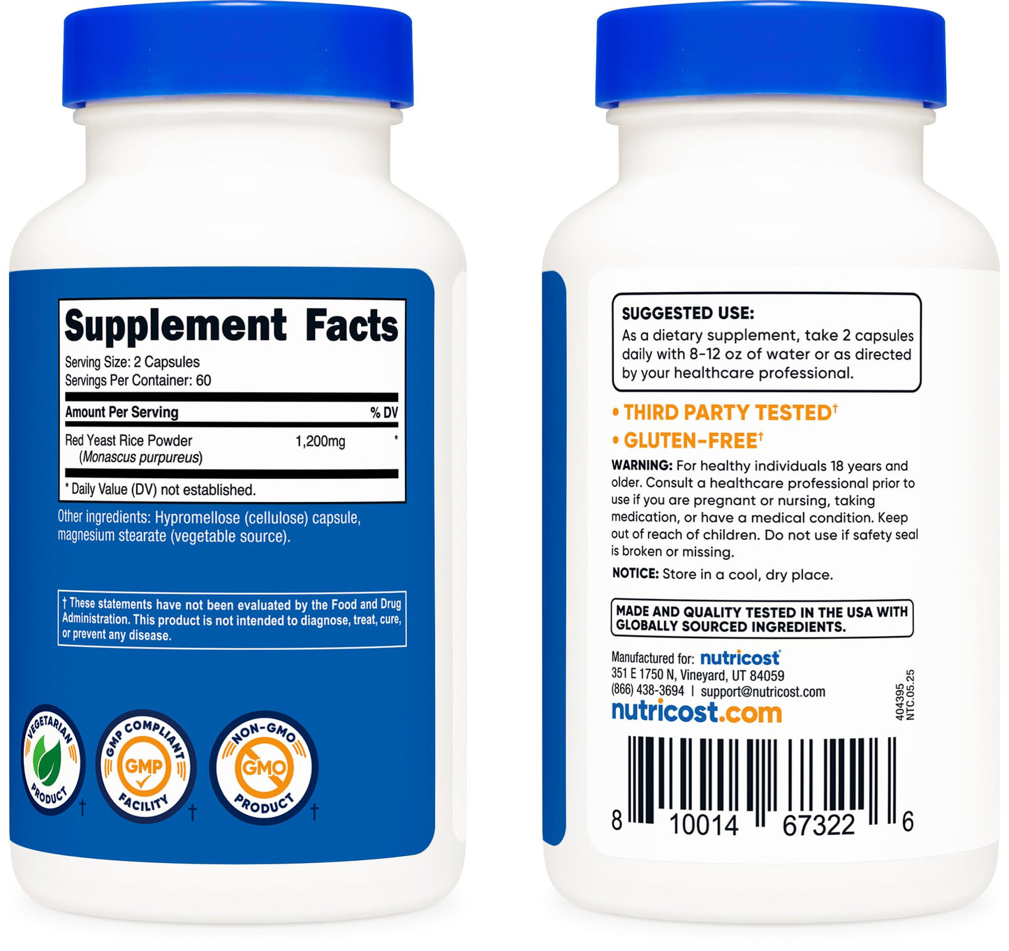Nutricost Red Yeast Rice 1200mg Capsule, 120 Count