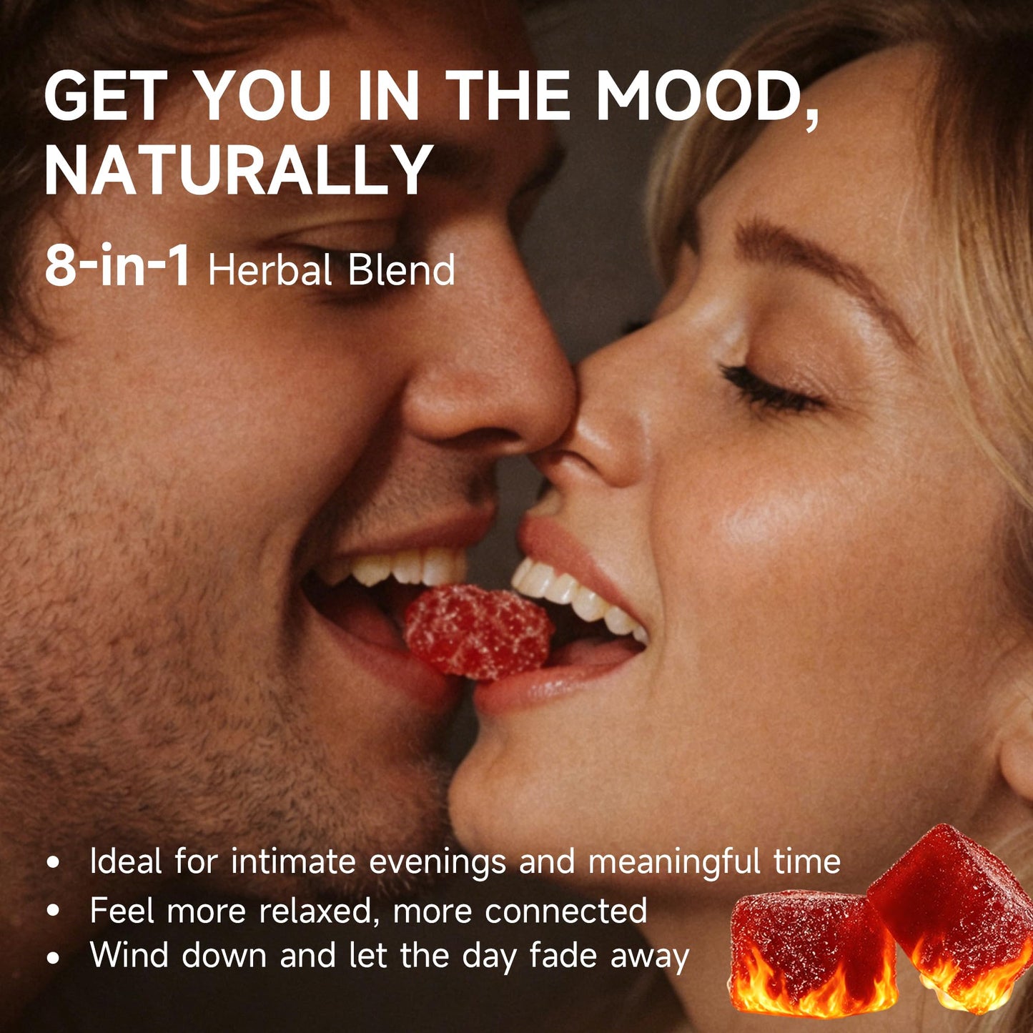 NaturePlanet Spicy Gummies Mood & Stress Support with L-Theanine, Saffron, Ashwagandha, Epimedium, Muira Puama, Maca, Hot Peach Flavor, 60 Gummies