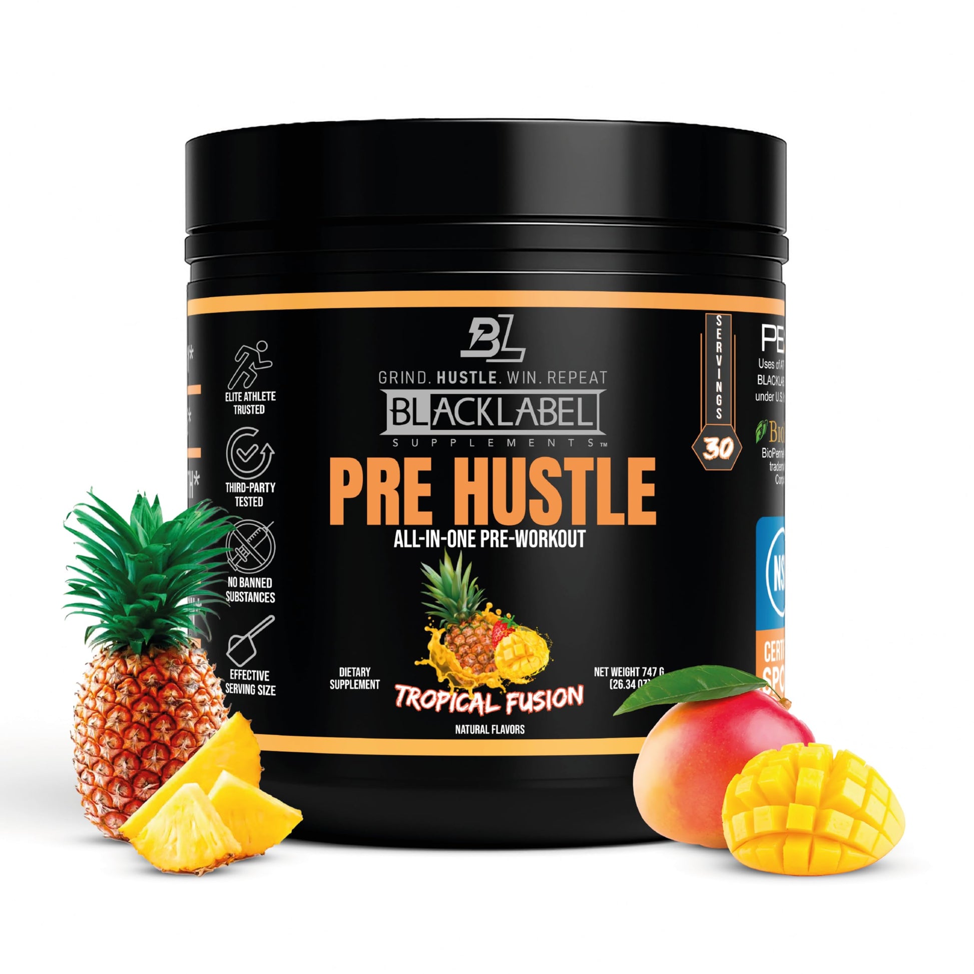 BLACKLABEL Supplements PRE Hustle V3 NSF Certified for Sport Pre-Workout Powder 26.24 oz