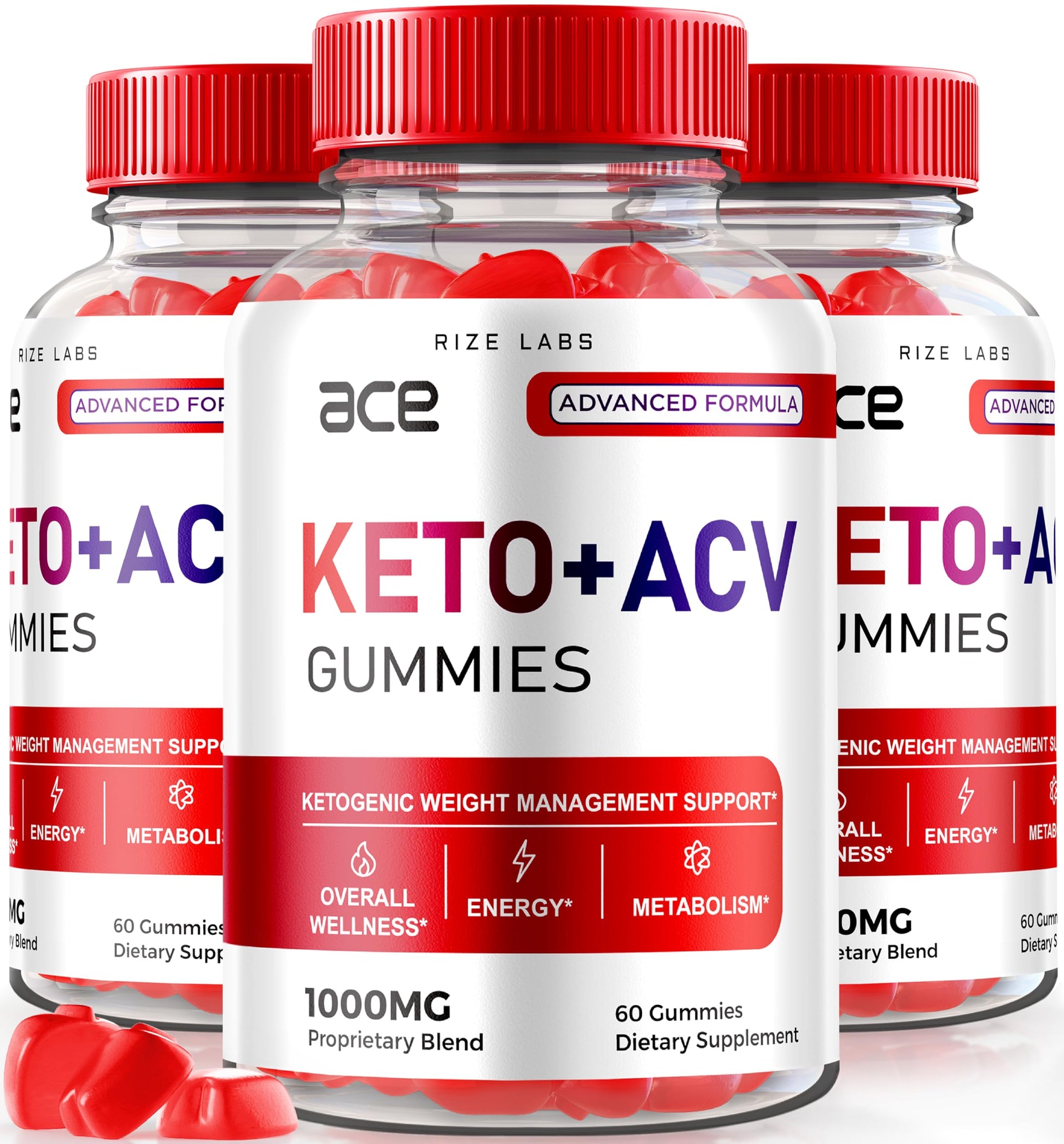 Rize Labs Ace Keto ACV Gummies Advanced Weight Loss 1000mg Apple Cider Vinegar Supplement 180 Gummies