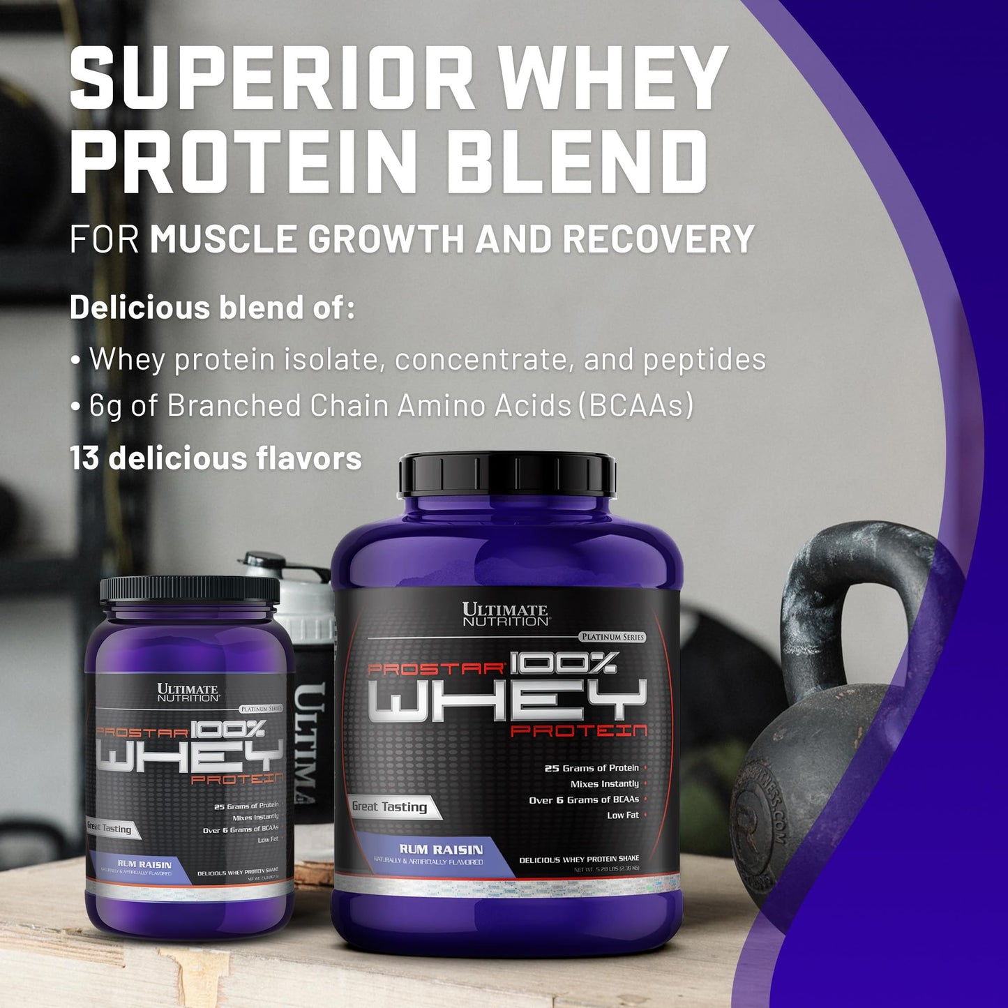 Ultimate Nutrition Prostar Whey Protein Isolate Powder Rum Raisin 2 lb 32 Servings