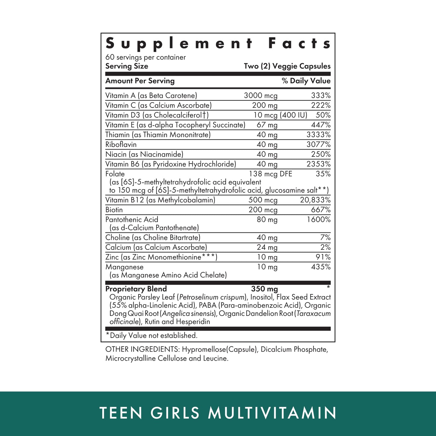 Michael's Health Naturopathic Programs Teen Girls Multivitamin Capsules 120 Count