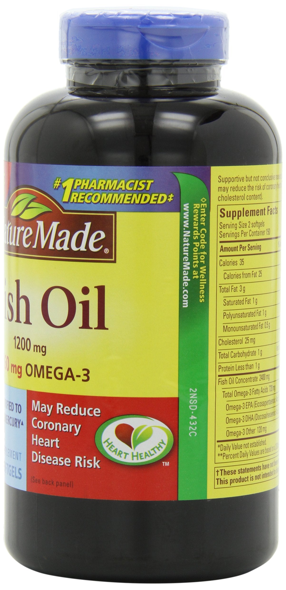 Nature Made Fish Oil Softgels, 1200 mg, Omega-3 360 mg, 300 Softgels