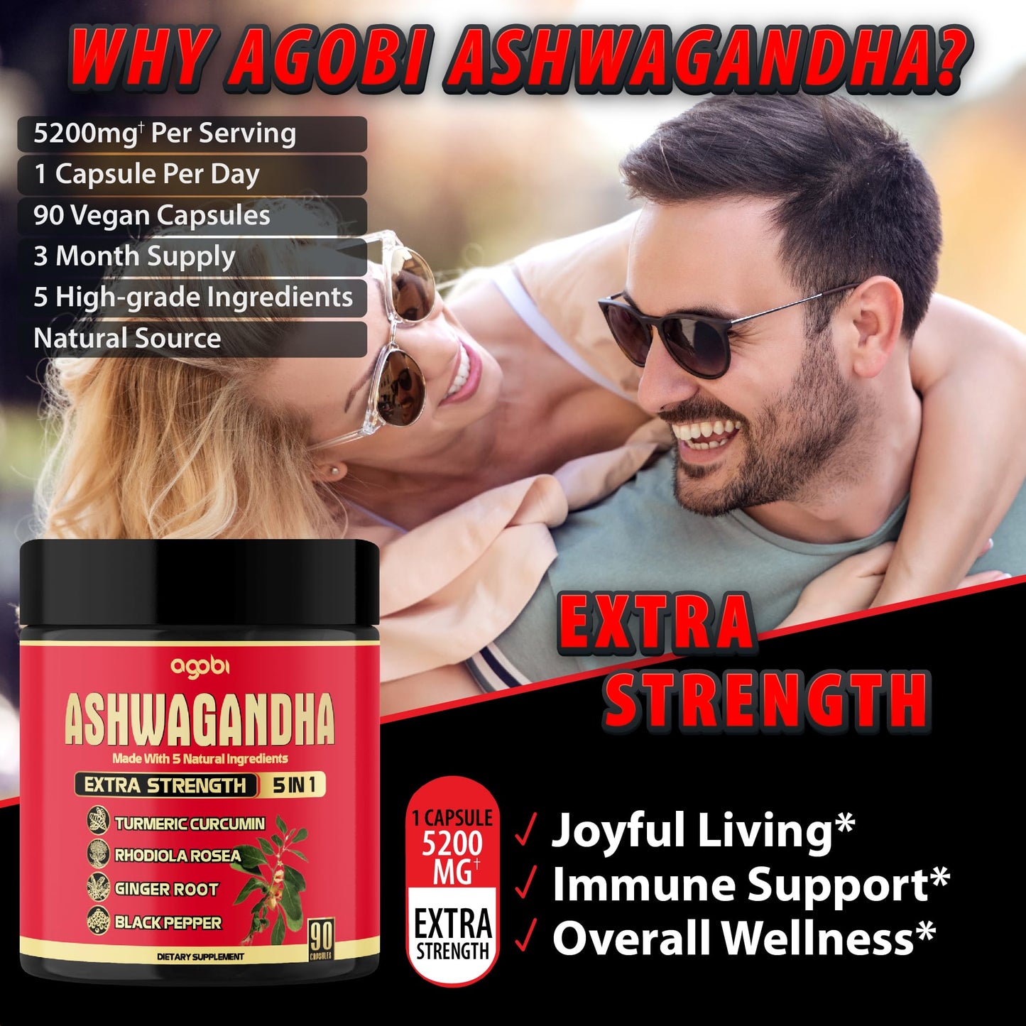 agobi Ashwagandha 5in1 Capsule, 90 Vegan Capsules