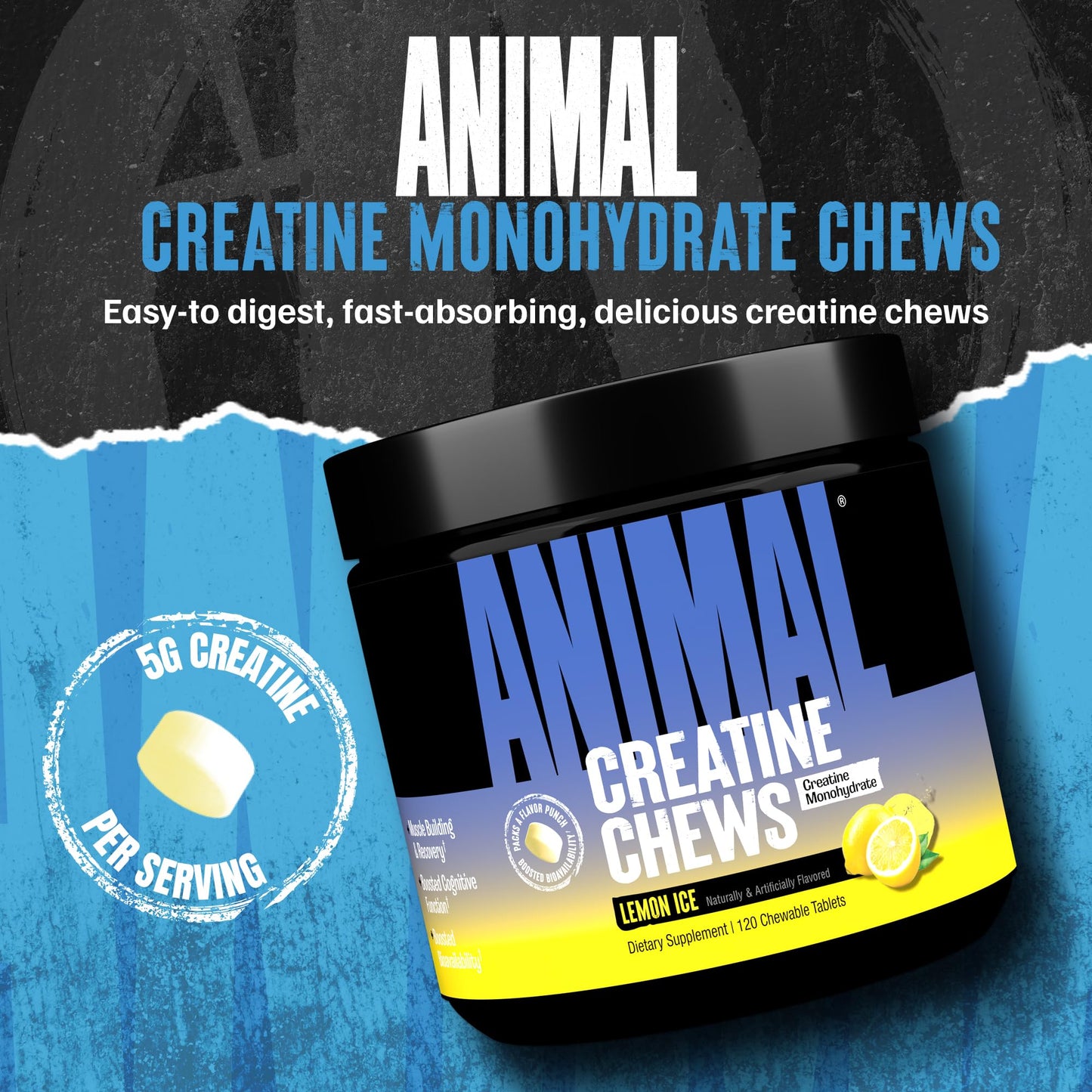 Animal Creatine Chews Tablets, Chewable, 120 Count