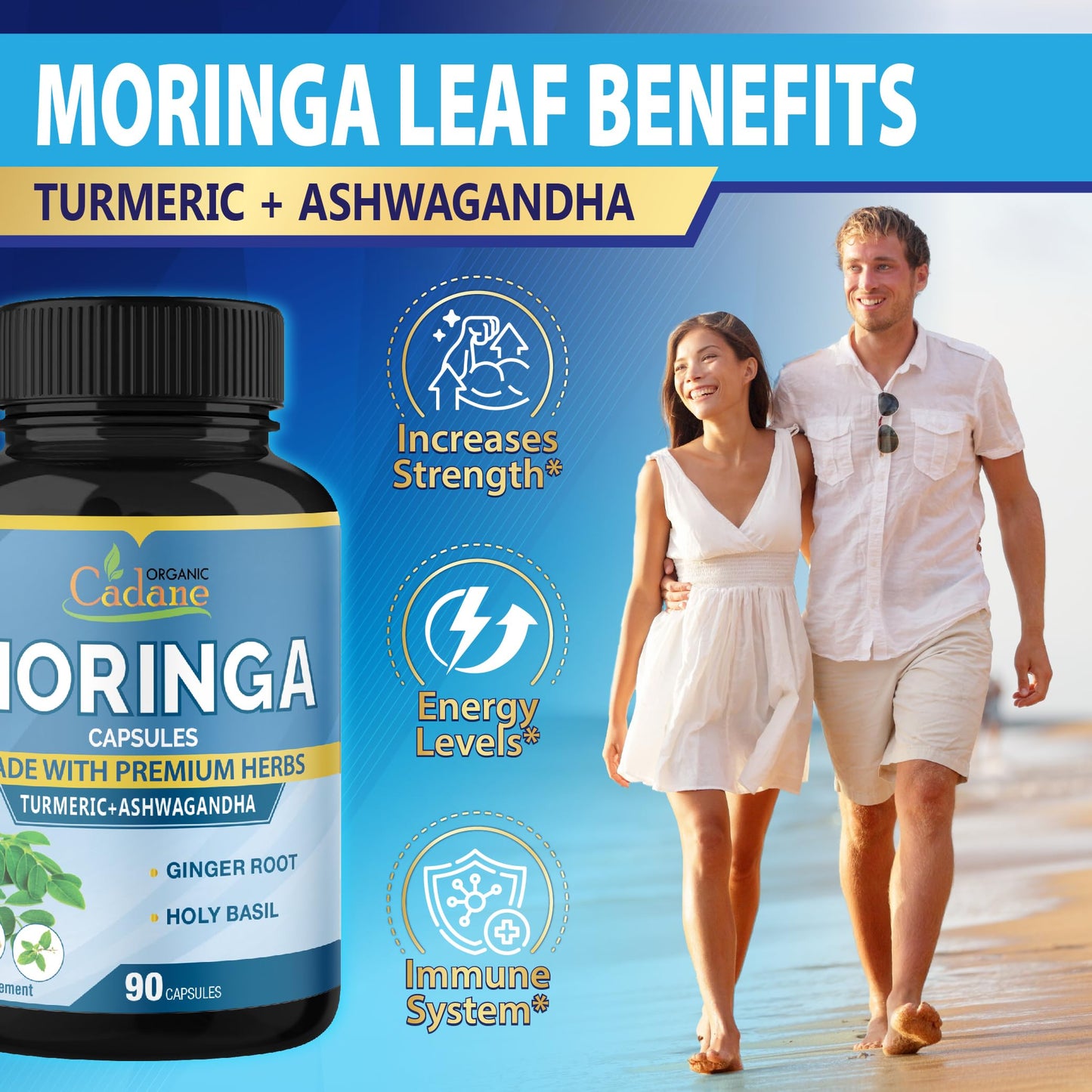 Organic Cadane Moringa Extract Capsules 90 Count
