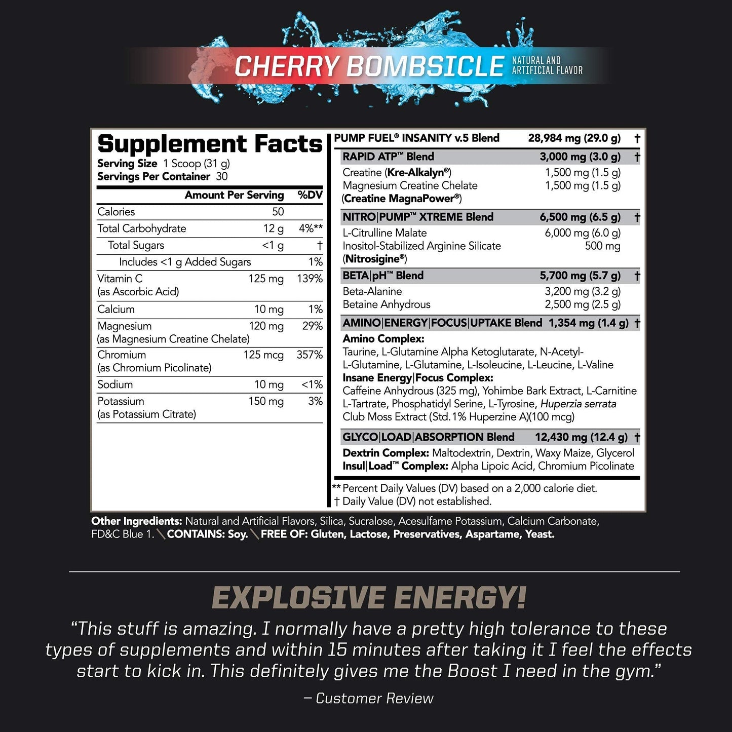 PMD Sports Ultra Pump Fuel Insanity Pre Workout Powder Cherry Bombsicle, 2-Piece Set