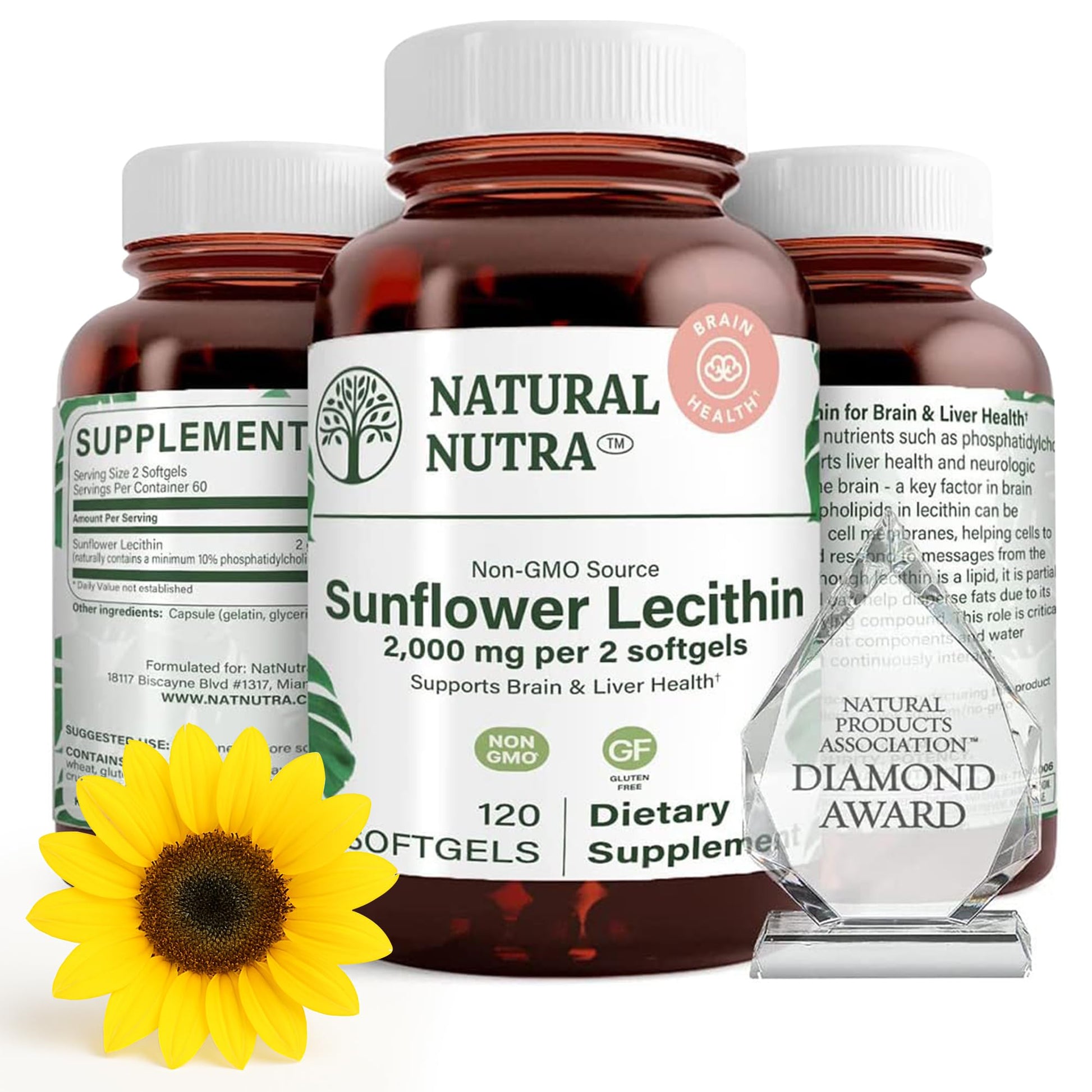Natural Nutra Sunflower Lecithin 2000 mg Softgels, 240 Count