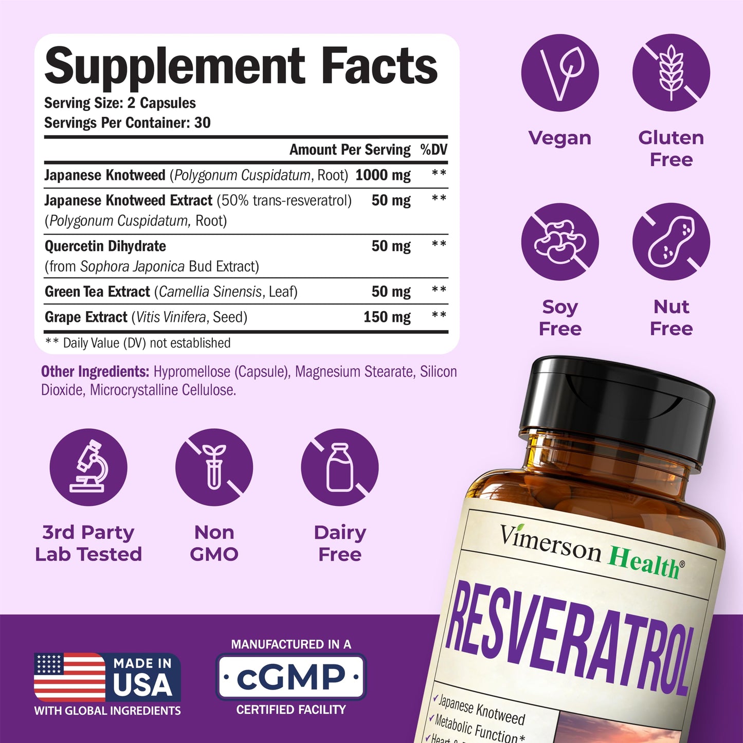Vimerson Health Japanese Knotweed Resveratrol Capsule 60 Count