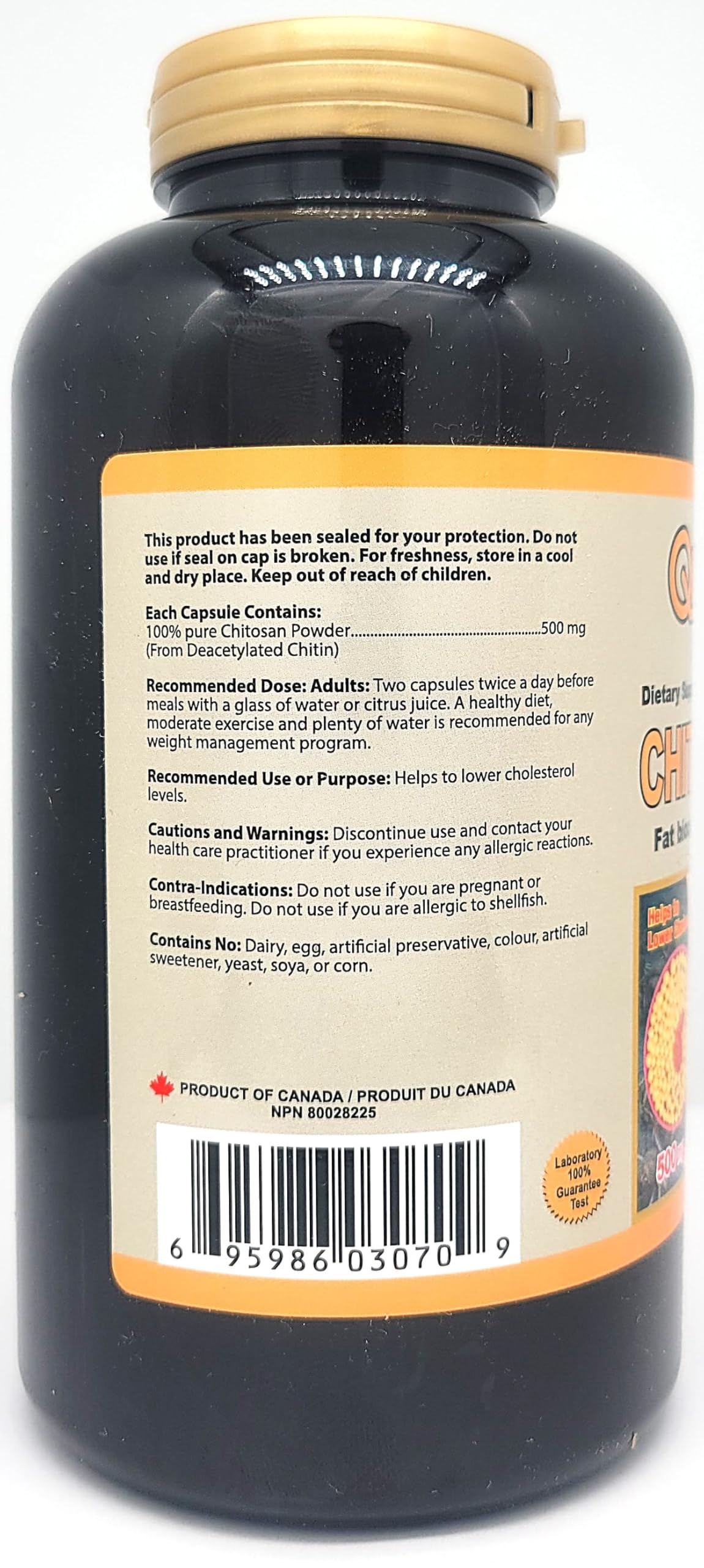 QUALITYLAB Chitosan - Gold 500 mg Capsules, 500 Count