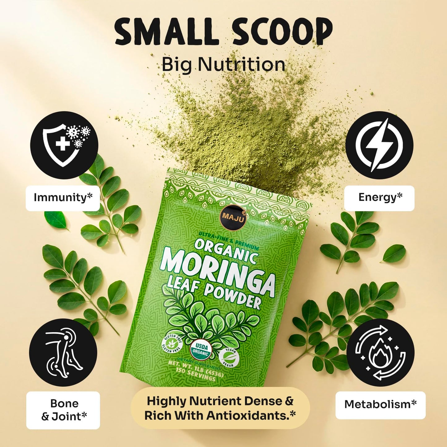 Maju Superfoods Organic Moringa Powder 16 oz
