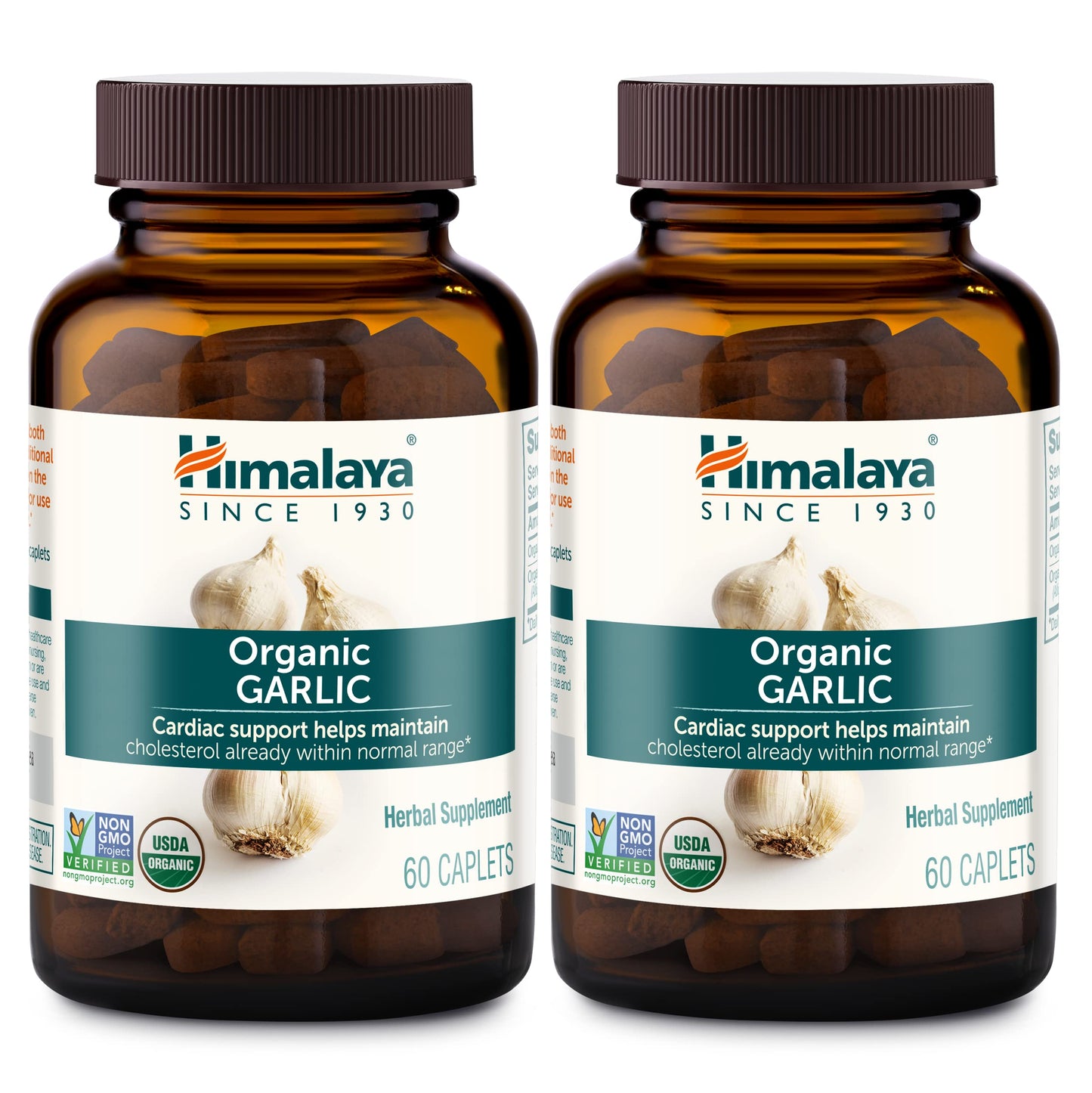 Himalaya USDA Organic Garlic Supplements Capsule 60 Caplets, Pack of 2