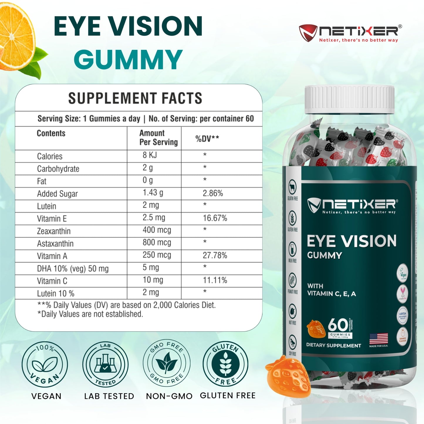 nETiXER Eye Vision Gummies 60 Gummies