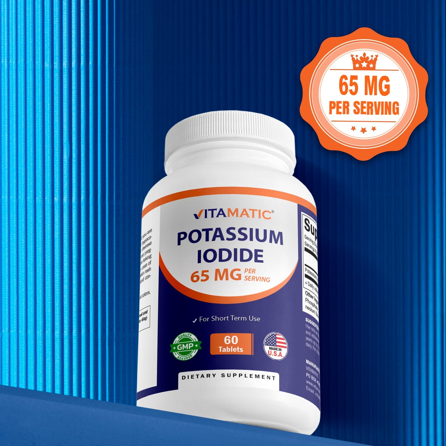 Vitamatic Potassium Iodide 65 mg per Serving Thyroid Support Tablets 120