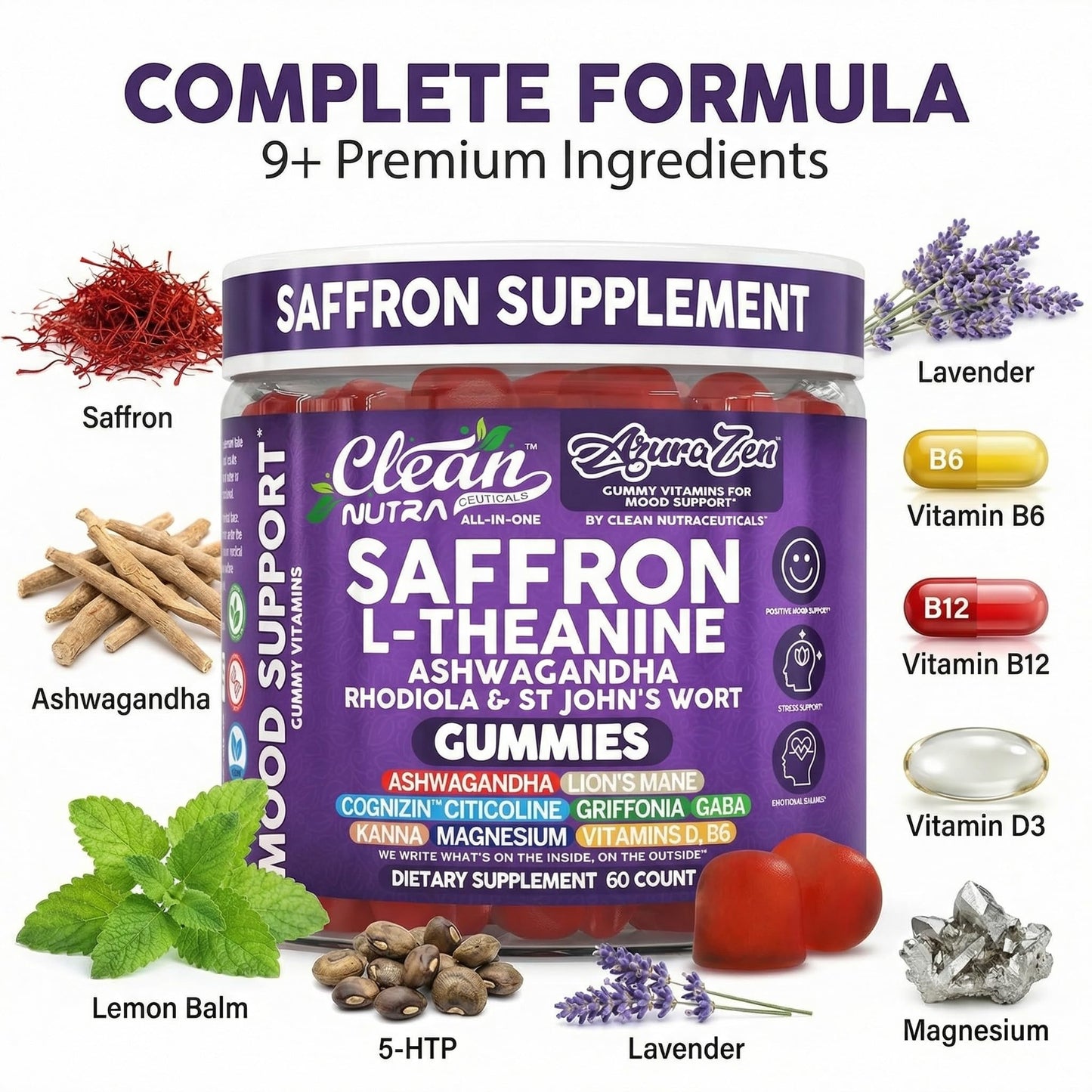 Clean Nutraceuticals AuraZen Mood Support Gummies 60 Gummies