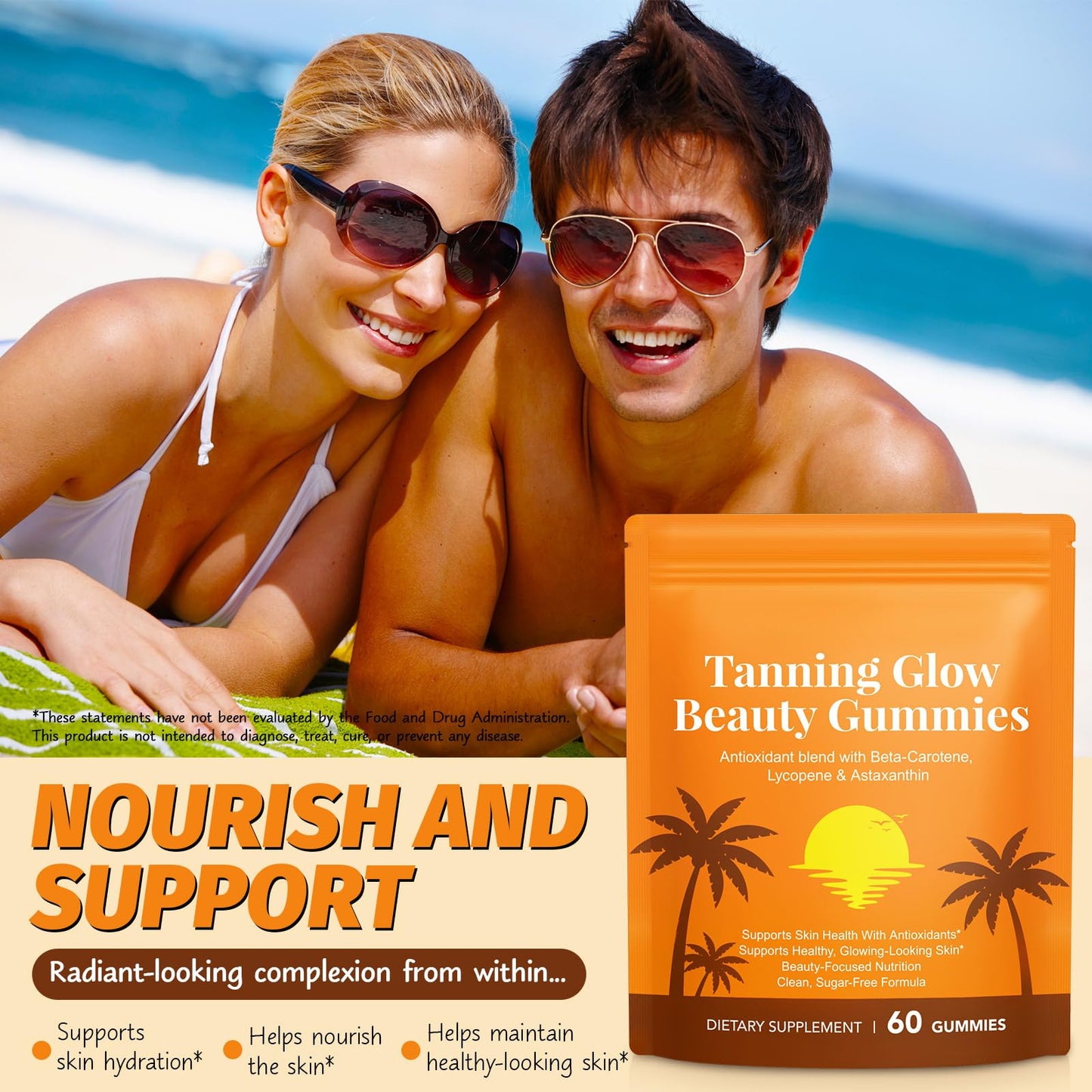 ADSBJUX Tanning Gummies with Astaxanthin 60 Gummies