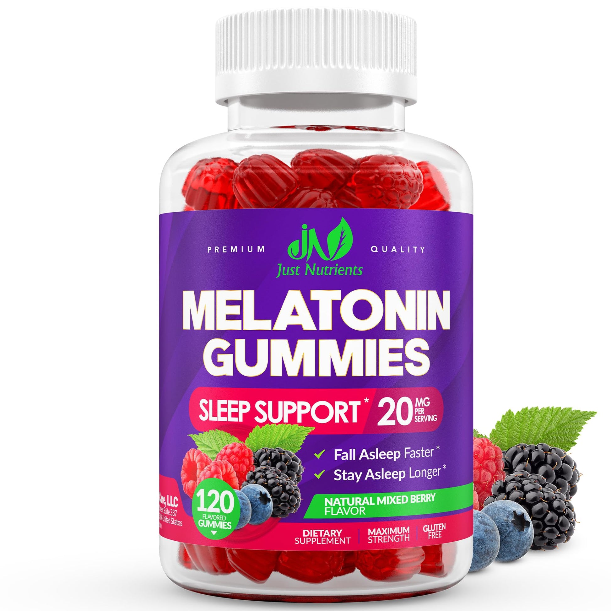 Just Nutrients Melatonin 20mg Gummies, 120 Count