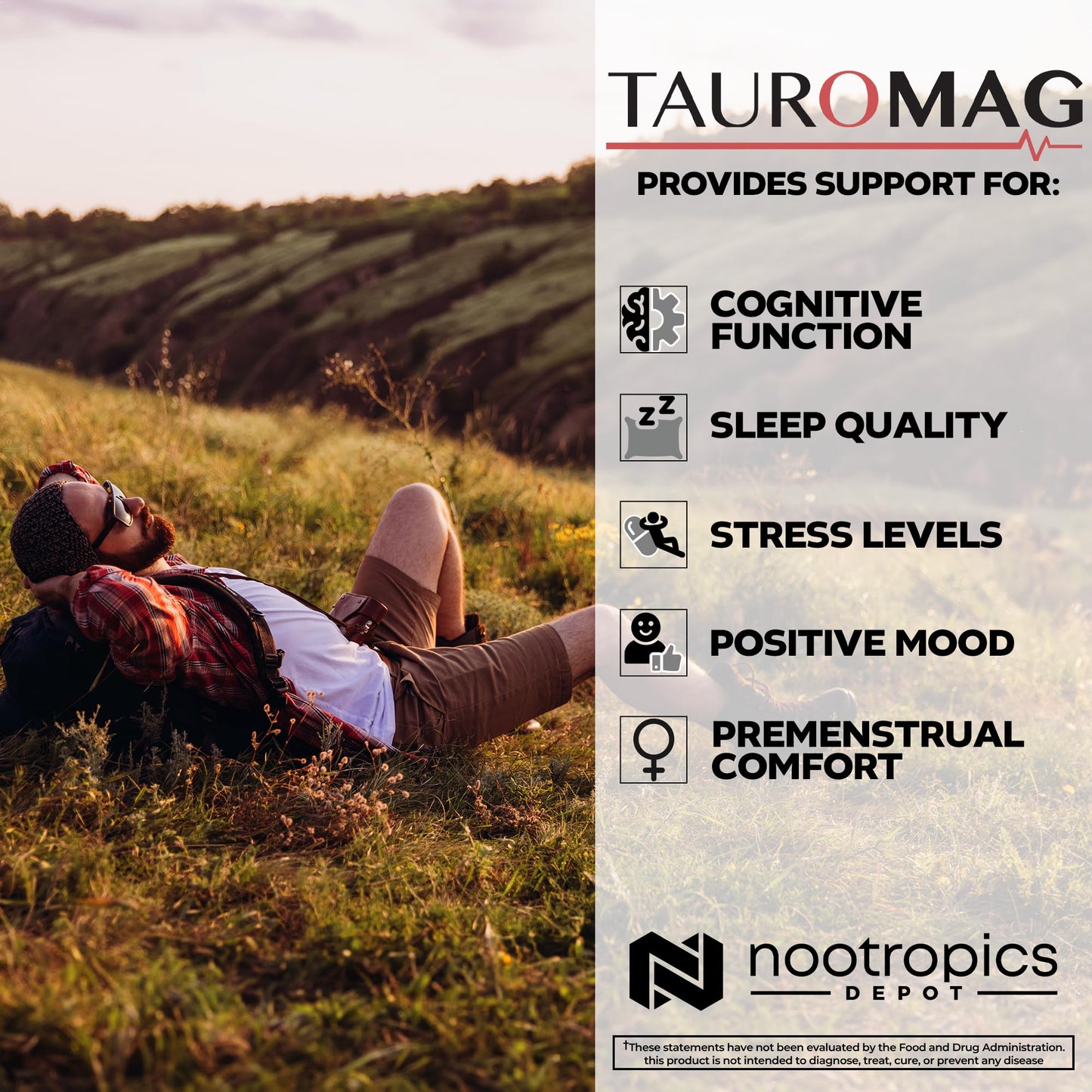 Nootropics Depot Tauromag Magnesium N-Acetyl Taurinate Capsules, 800mg, 30 Count
