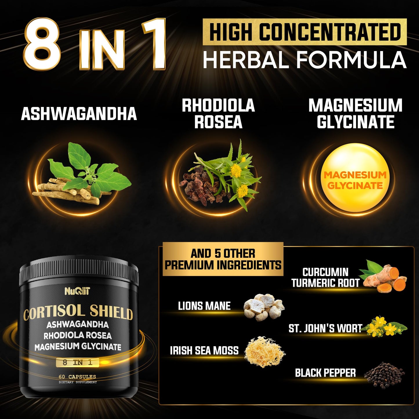NUQIIT 8in1 Cortisol Shield Capsules 60 Count