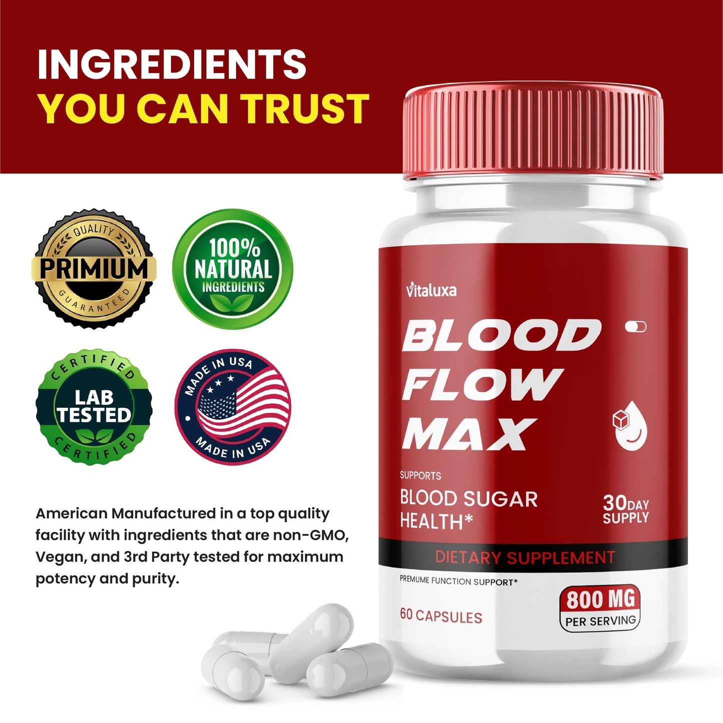 Vitaluxa Blood Flow Max Capsules 180 Count