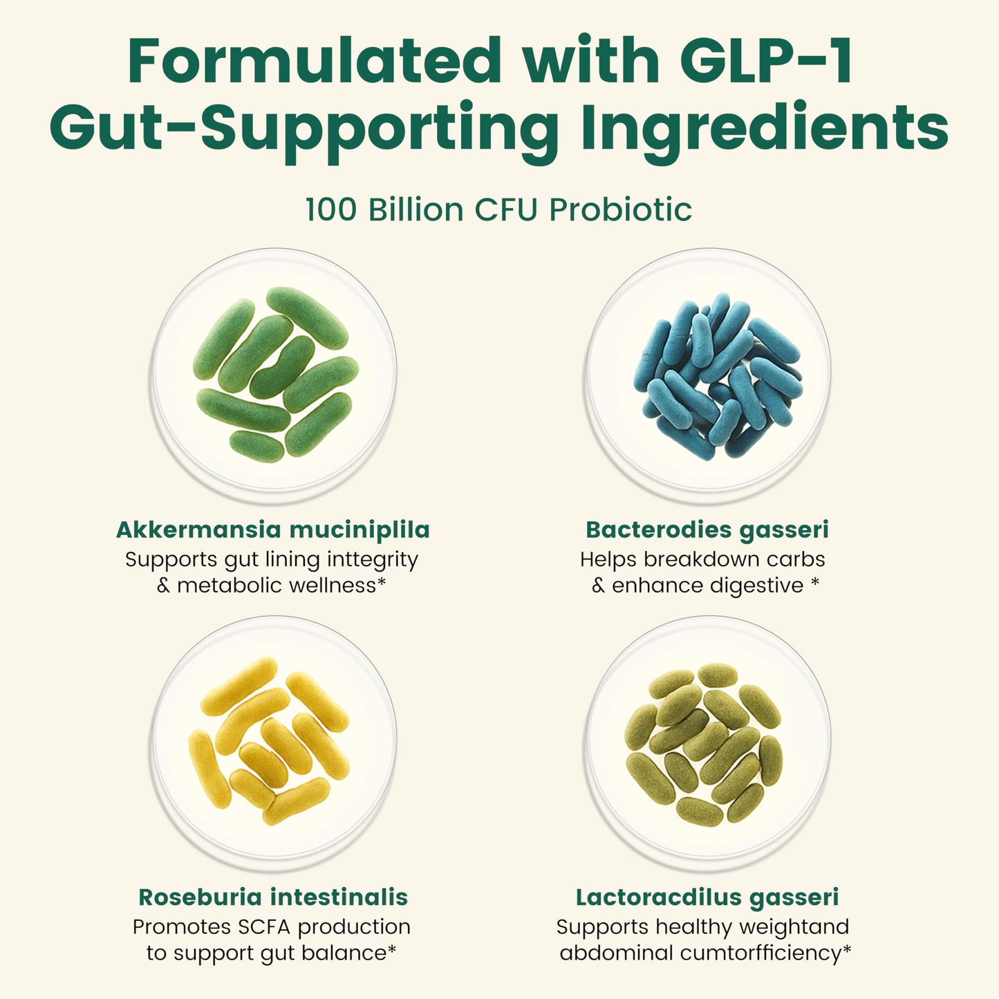 Vitarevive GLP-1 Supplement with Akkermansia Probiotic – Weight Management, Metabolism & Gut Health Support for Women and Men, 90 Capsules