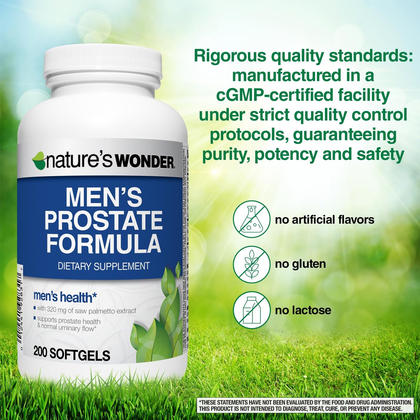 Nature's Wonder Men's Prostate Formula with Saw Palmetto Softgel 200 Count