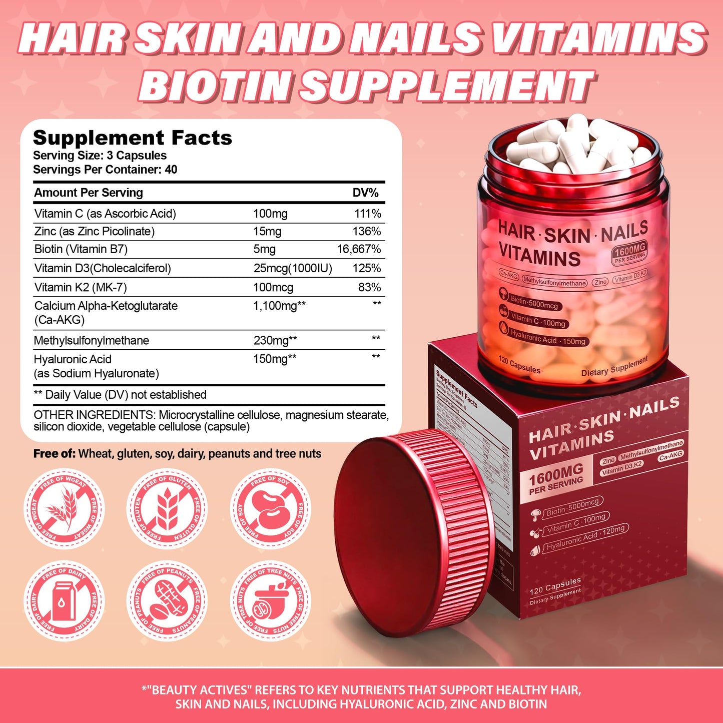 Kereeao Hair Skin and Nails Vitamins Capsule 120 Capsules
