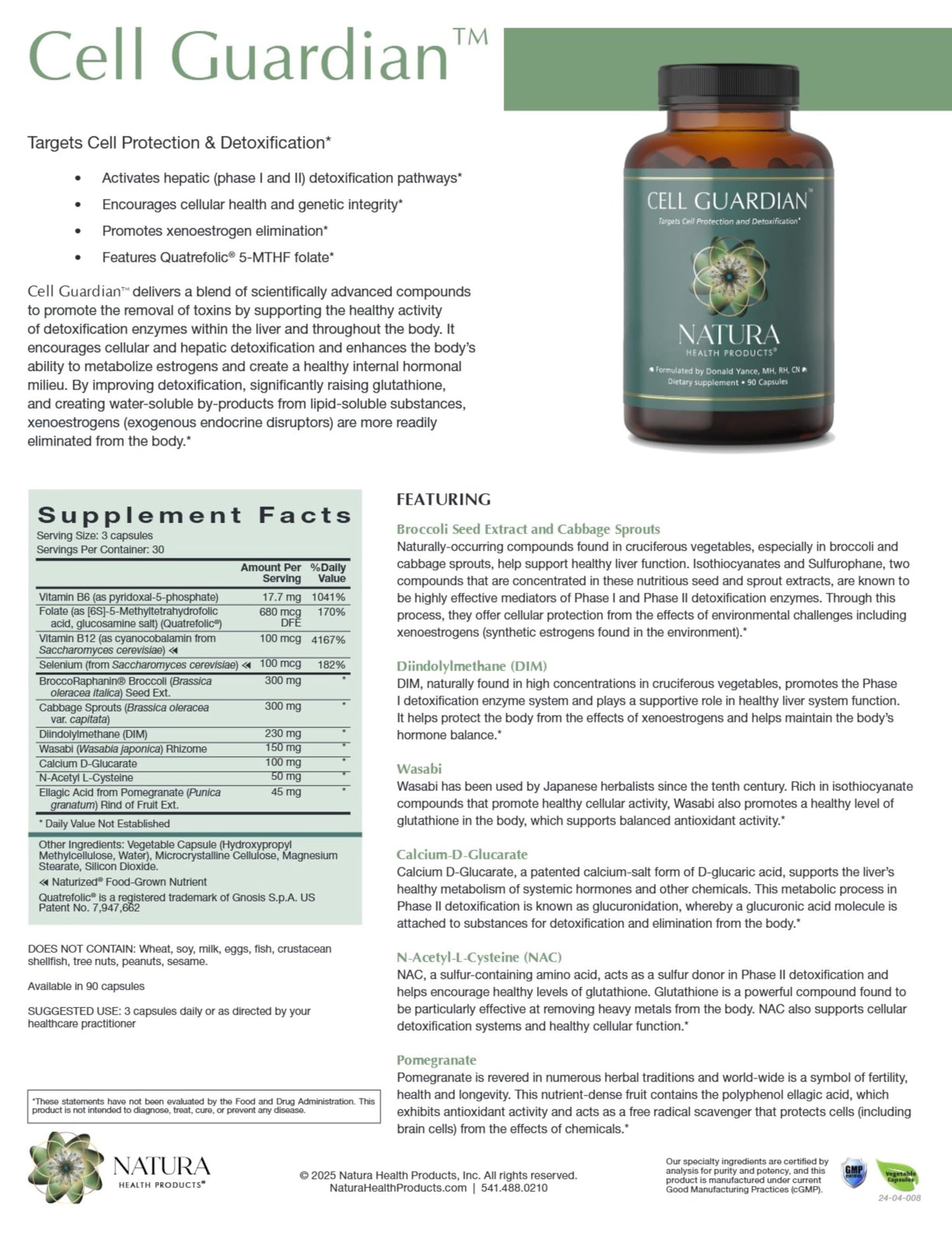 Natura Health Products Cell Guardian DIM Broccoli Seed Extract Capsules 90