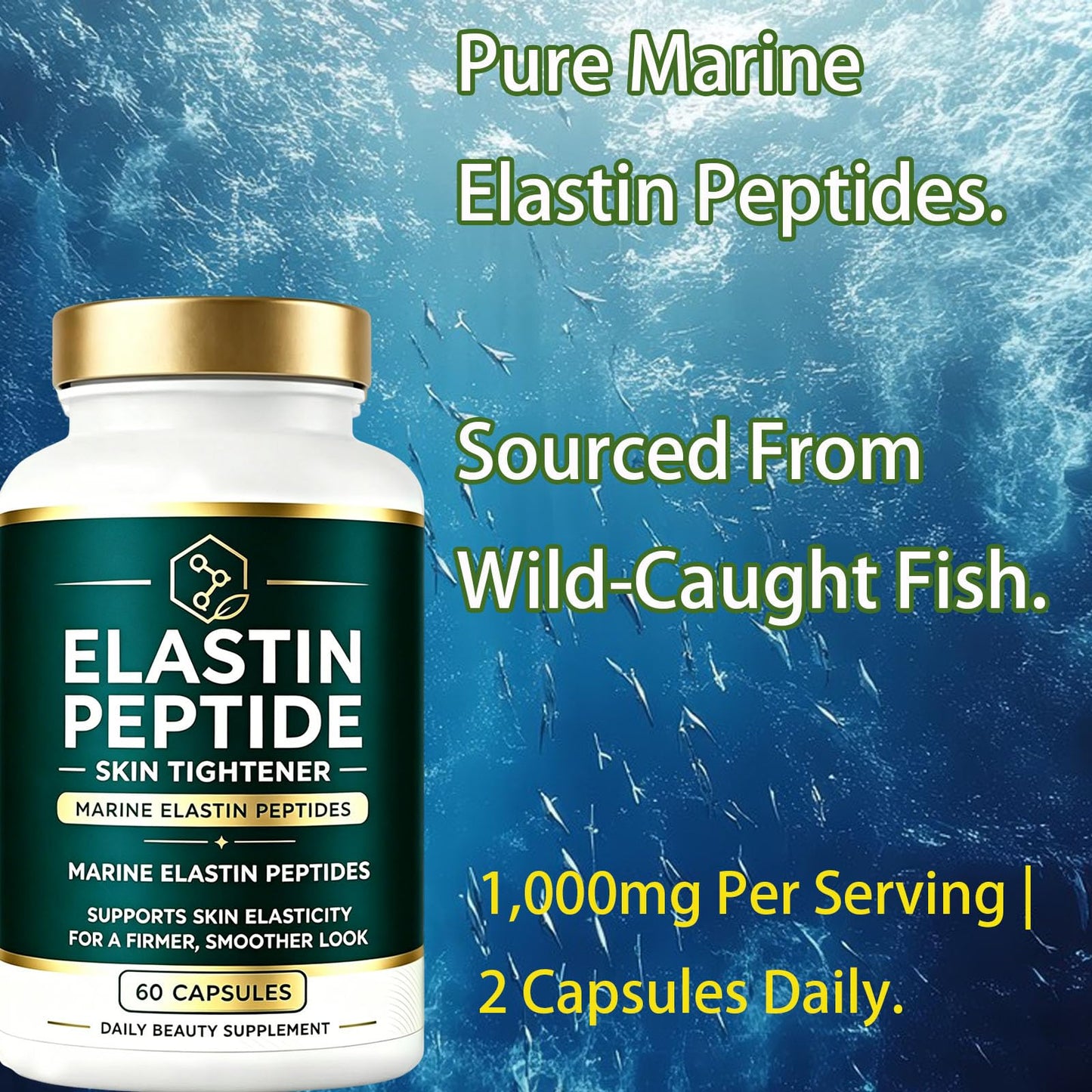 Keikeyo Elastin Peptides Marine Elastin Peptide Skin Tightening Formula from Wild-Caught Fish, Capsule 1 Count