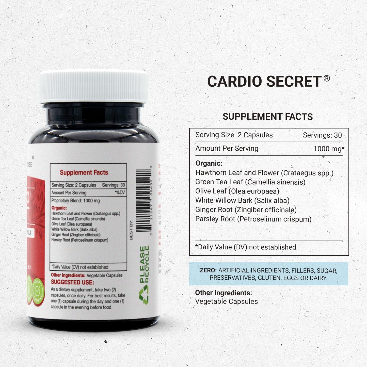 Secrets of the Tribe Cardio Secret Arterial Flow Formula Herbal Supplement Blend 60 Capsules
