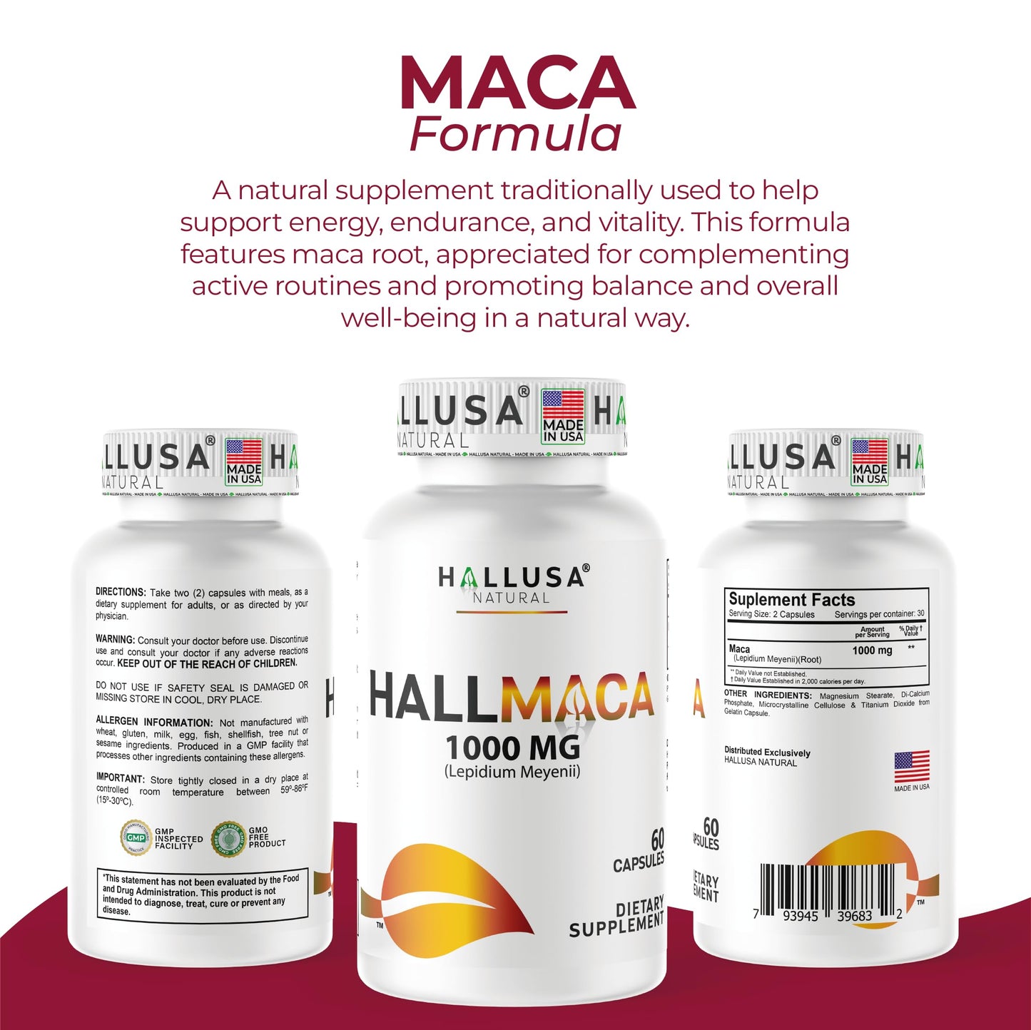 Hallusa Natural Maca Capsule 60 Count
