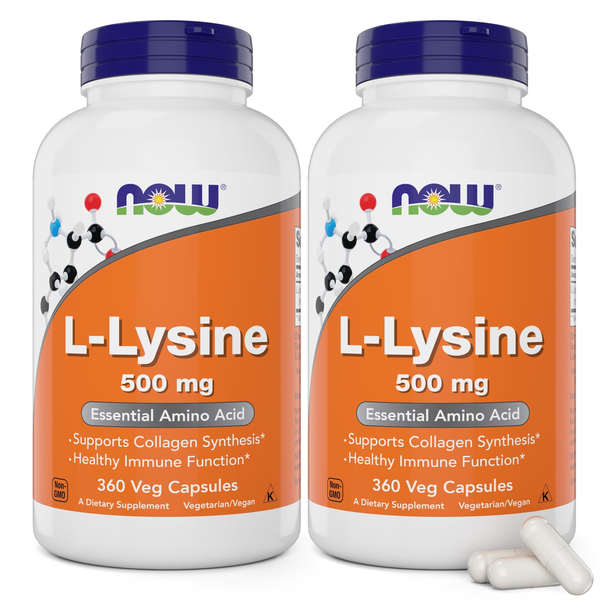 NOW Foods L-Lysine 500 mg Vegetarian Capsules 720 Capsules