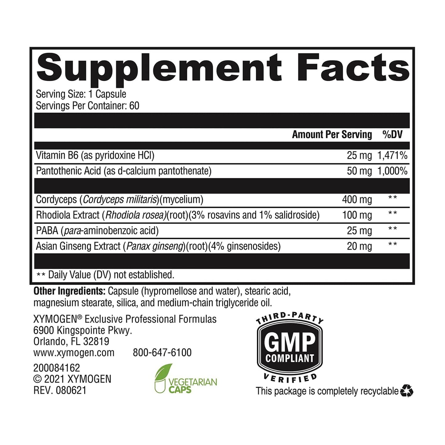 XYMOGEN Adrenal Essence 60 Capsules