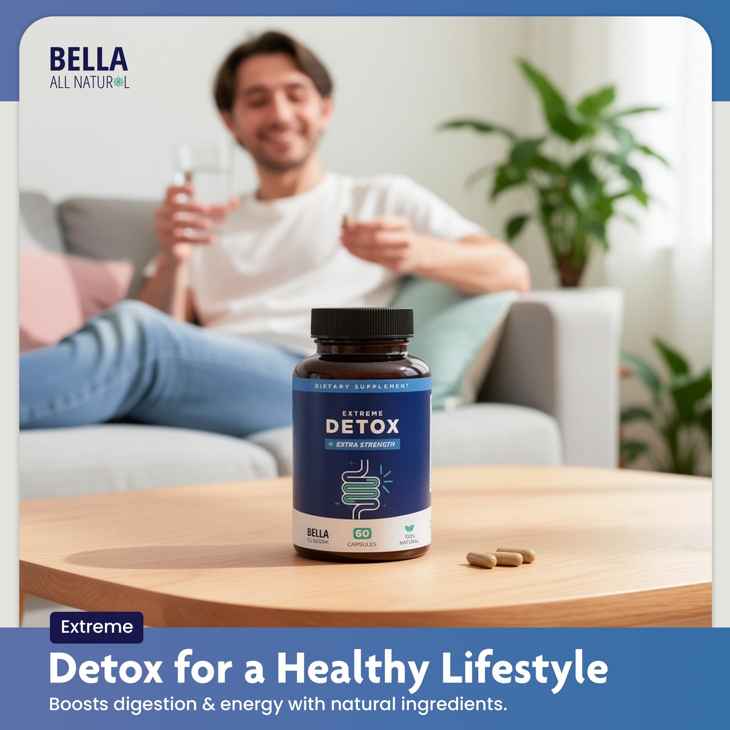 Bella All Natural Extreme Detox - Colon Cleanse, 60 Capsules