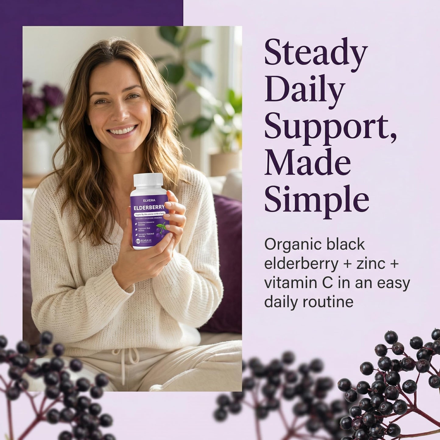 ELVERA Elderberry Gut Support Complex Capsules, 60 Count