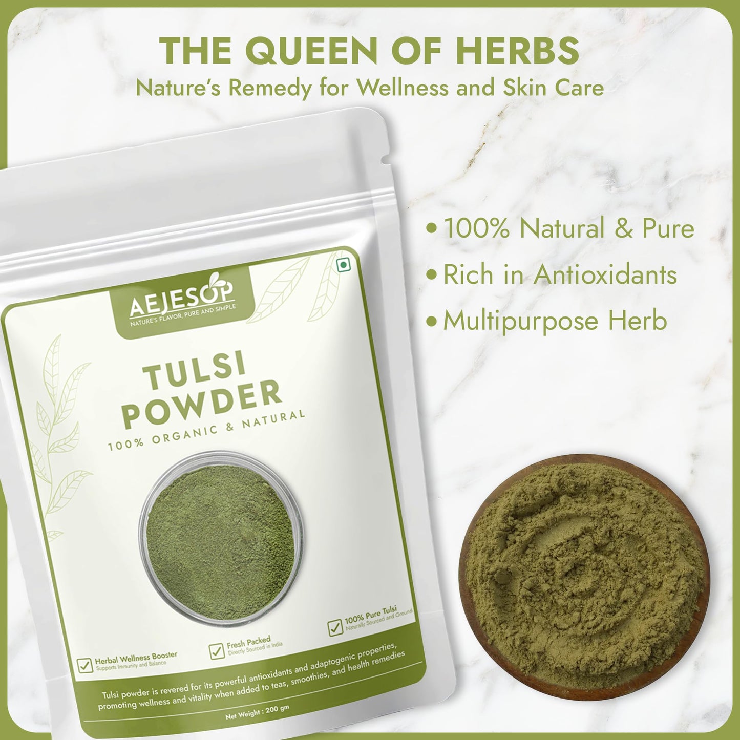 AEJESOP Dried Basil Leaves Powder 7 oz