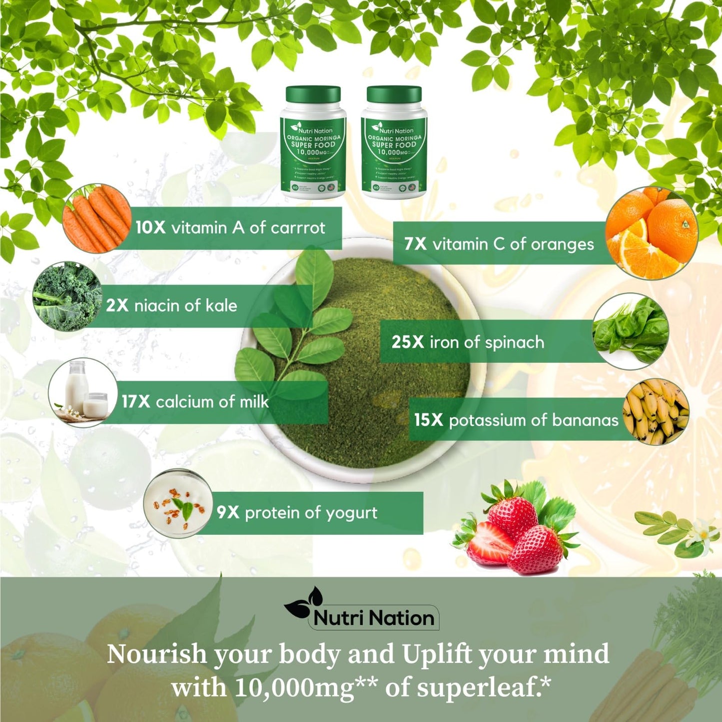 Nutri Nation Organic Moringa Supplement Capsule 3 Bottles