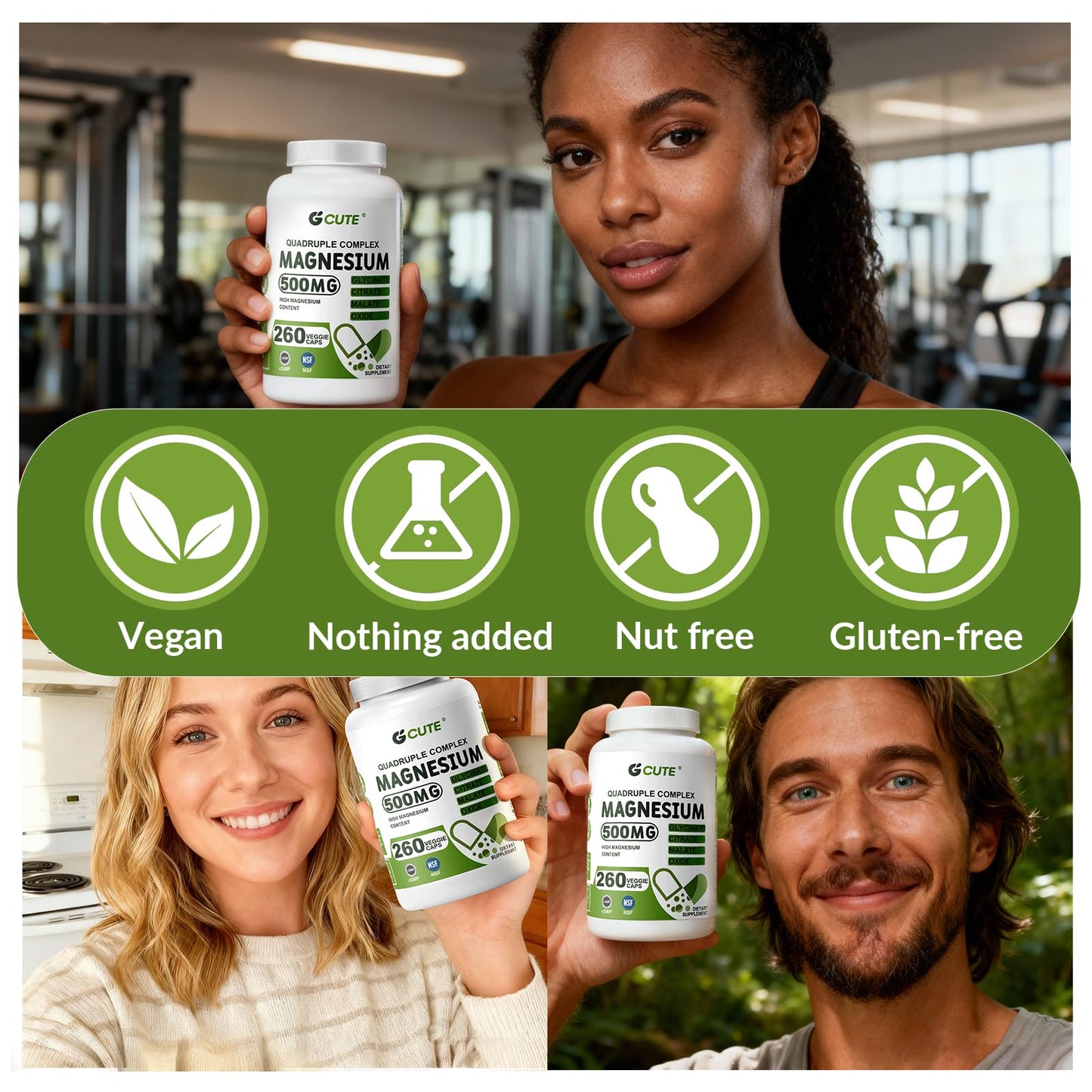 GCUTE Magnesium Glycinate Complex Capsules 130 Servings