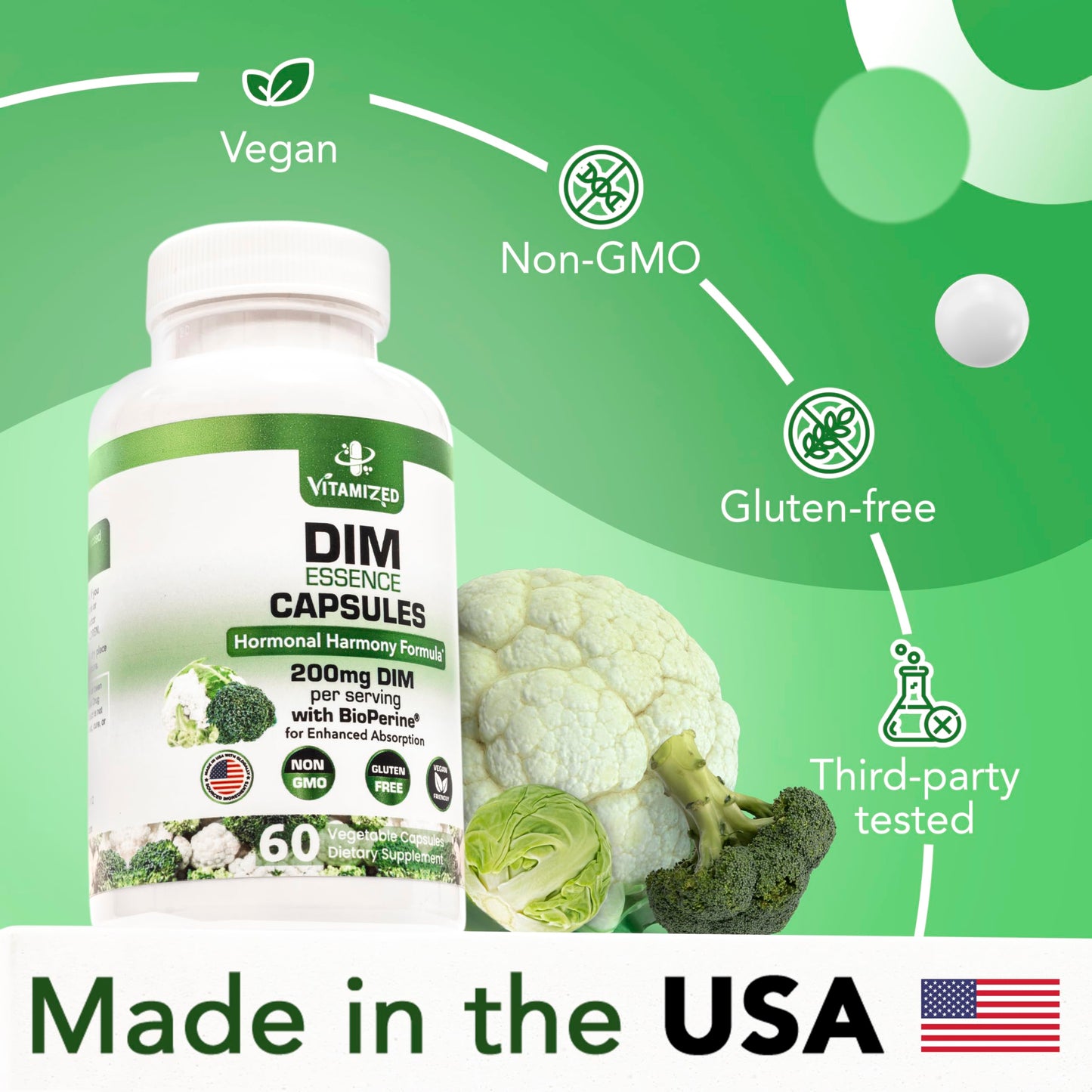 VITAMIZED Dim Estrogen Supplement for Hormone Harmony & Skin Health Capsule, 60 Count