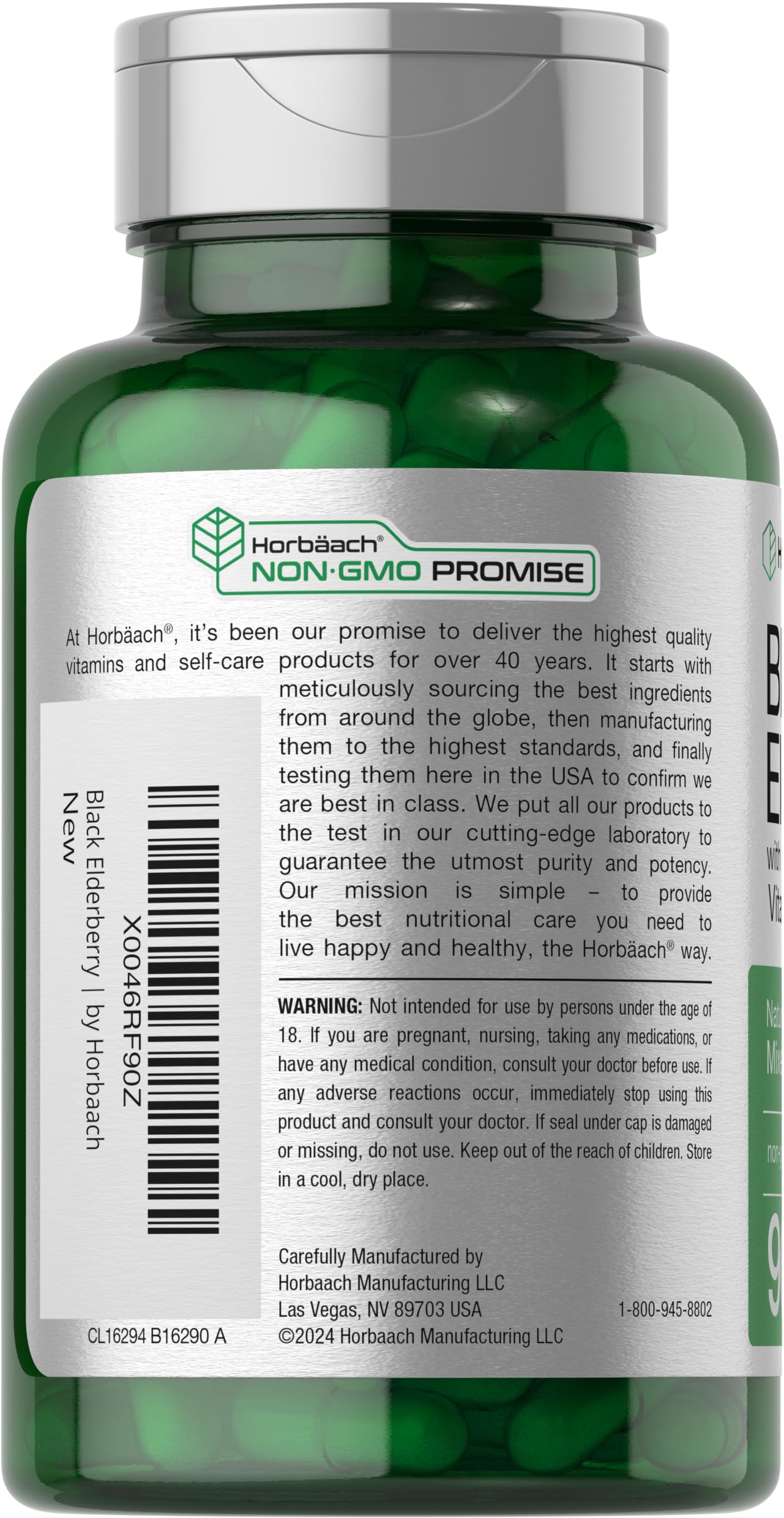 Horbäach Black Elderberry with Vitamin C and Zinc Chewable Tablets, 90 Count